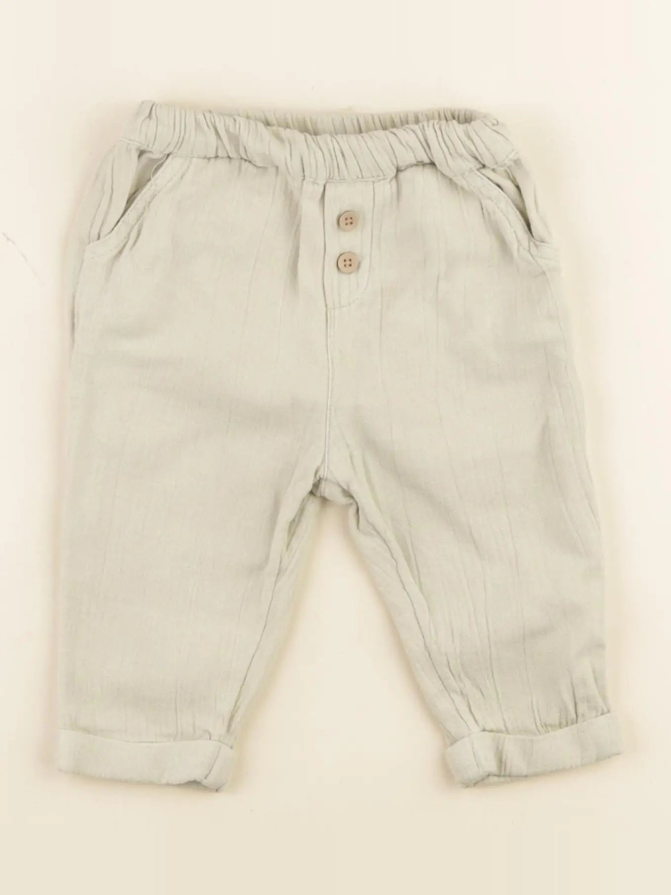 Vertbaudet - pantalon vert - 9 mois