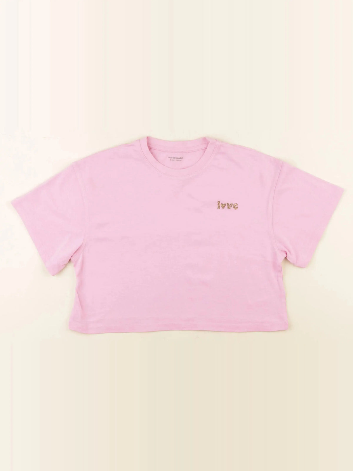 Vertbaudet - tee-shirt court rose - 8 ans