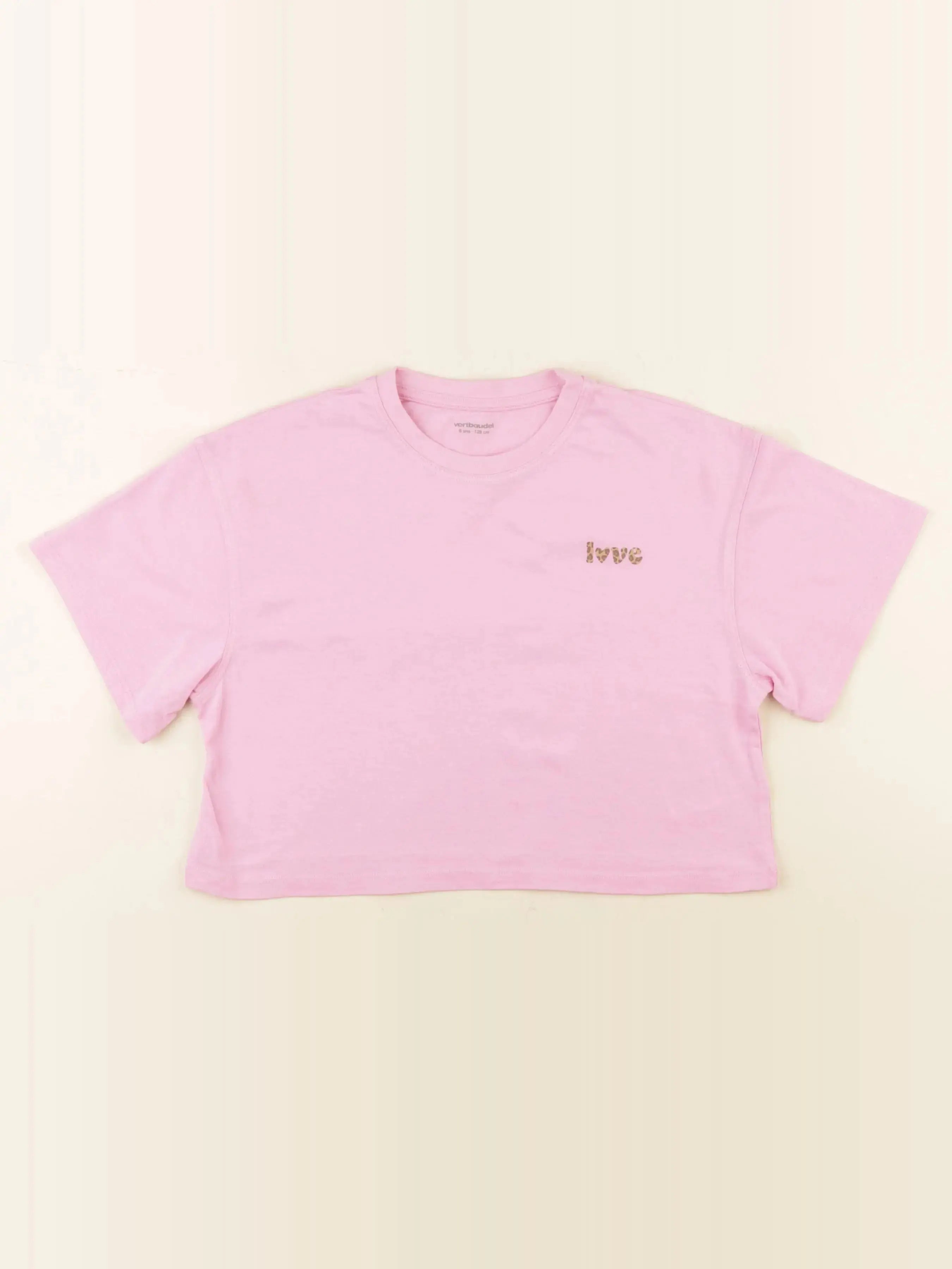 Vertbaudet - tee-shirt court rose - 8 ans
