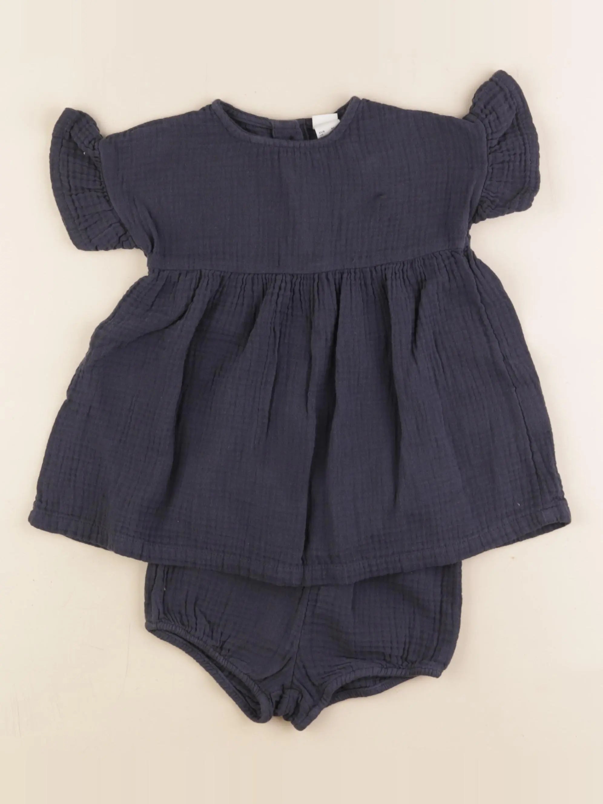 H&M - robe bleu - 9/12 mois