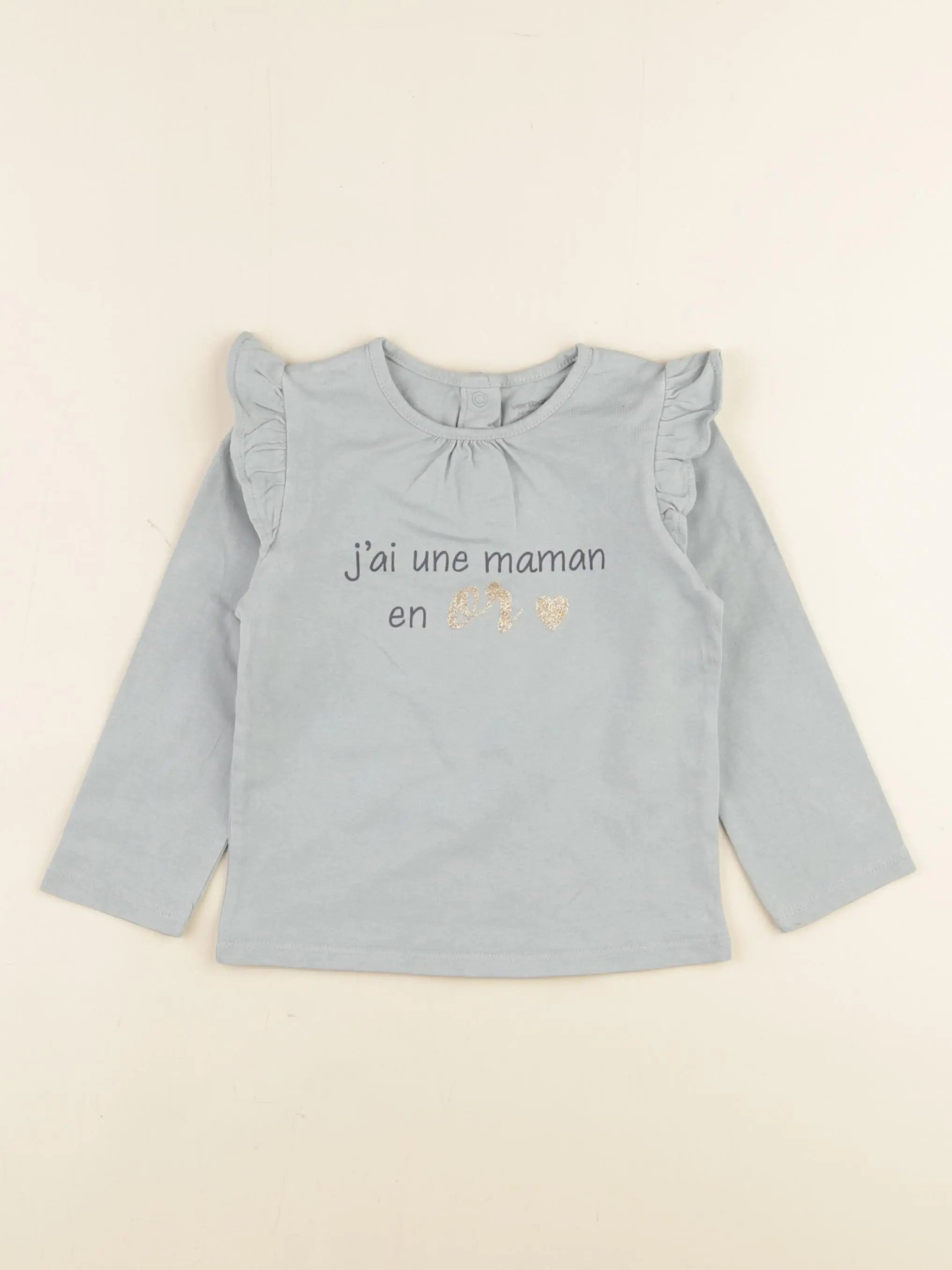 Vertbaudet - tee-shirt bleu, or - 24 mois