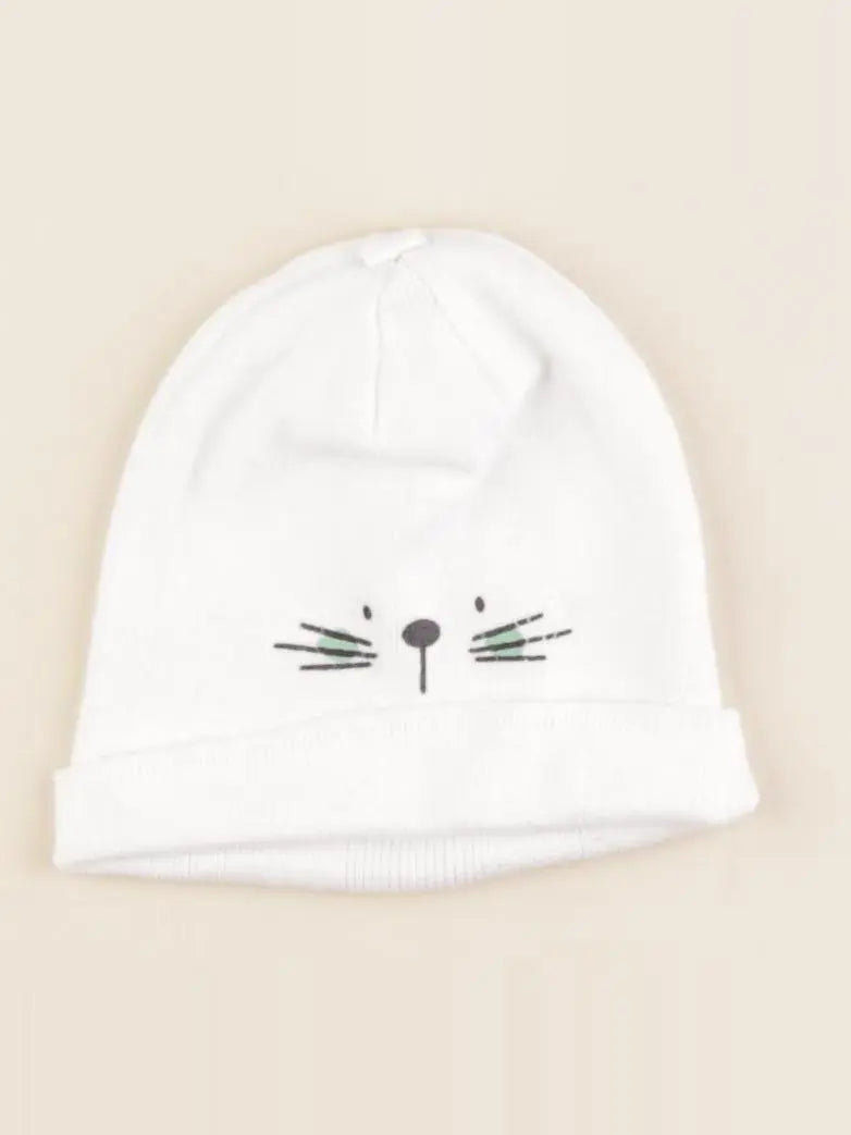 Vertbaudet - bonnet blanc - 3/6 mois