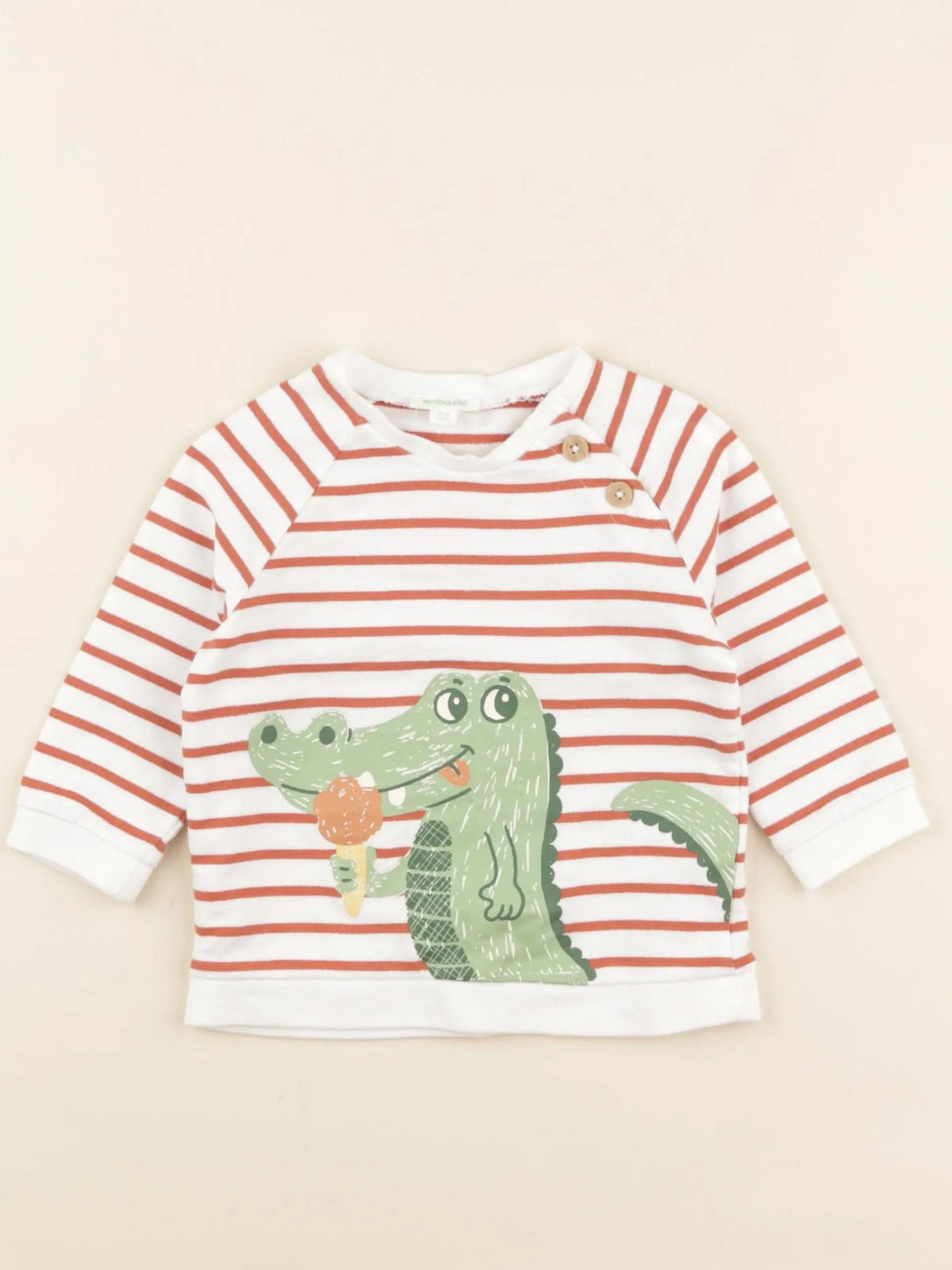 Vertbaudet - sweat blanc, rouge - 12 mois