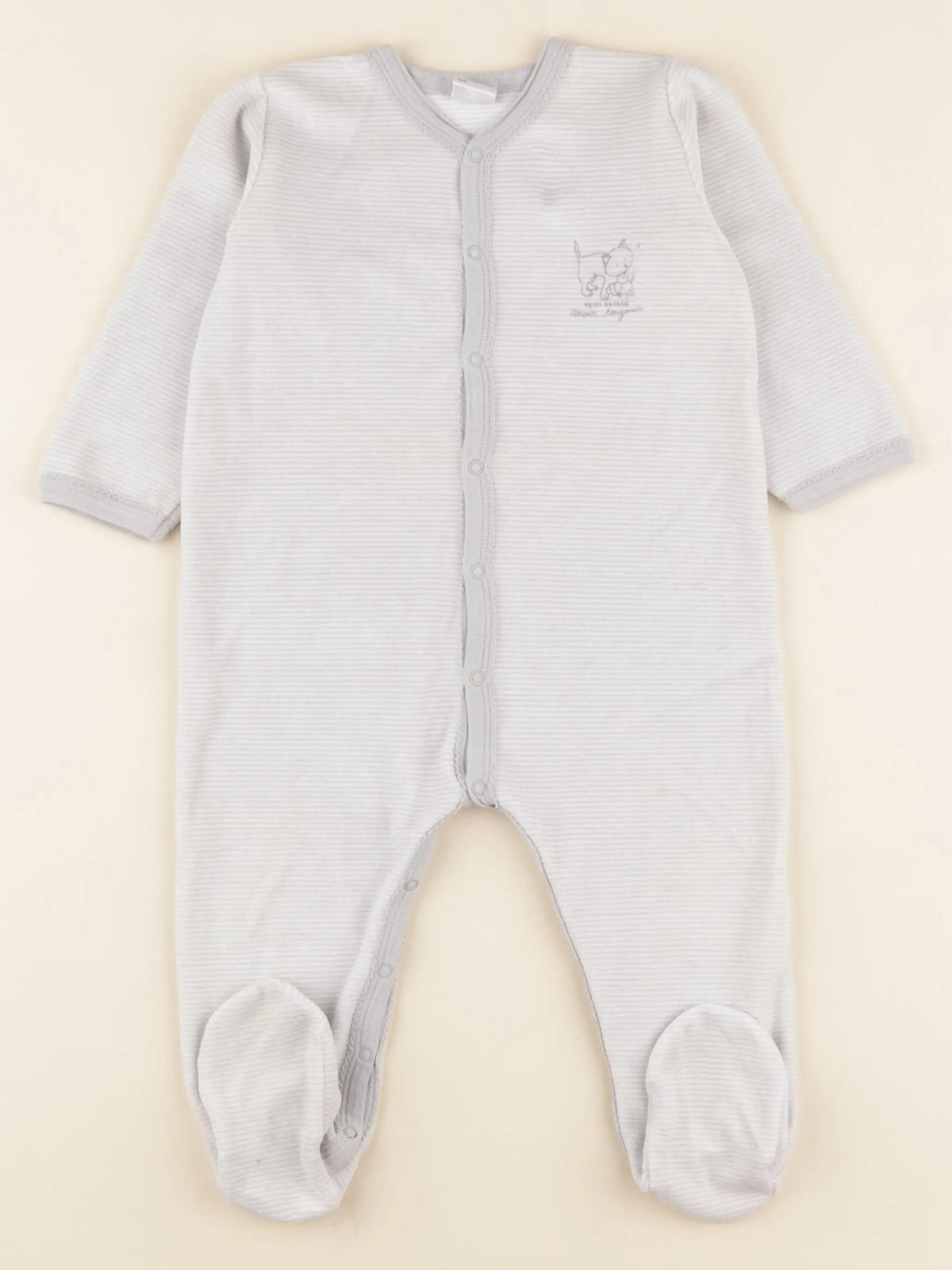 Petit Bateau - pyjama velours gris - 18 mois
