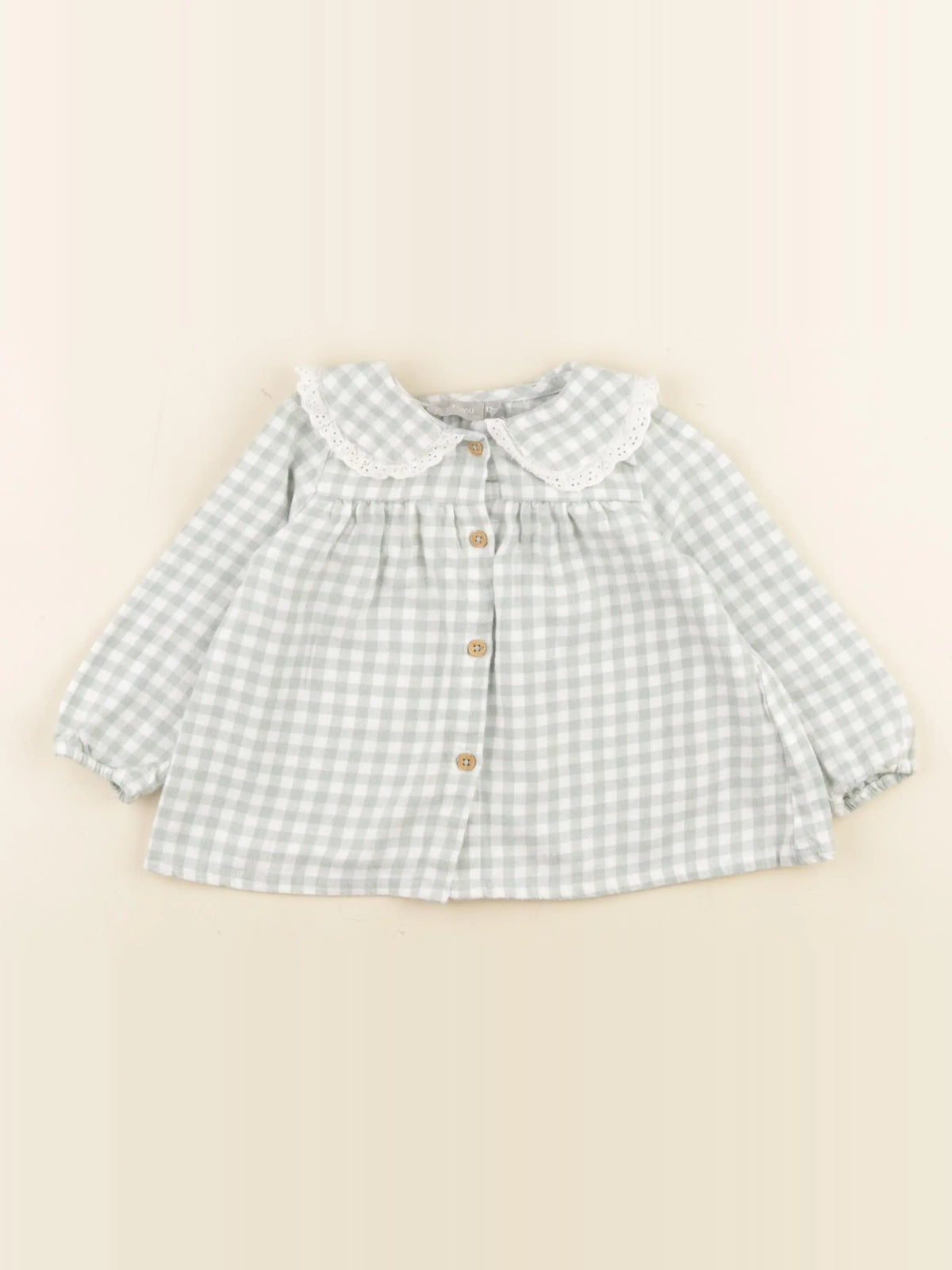 Boutchou - blouse vert, blanc - 12 mois