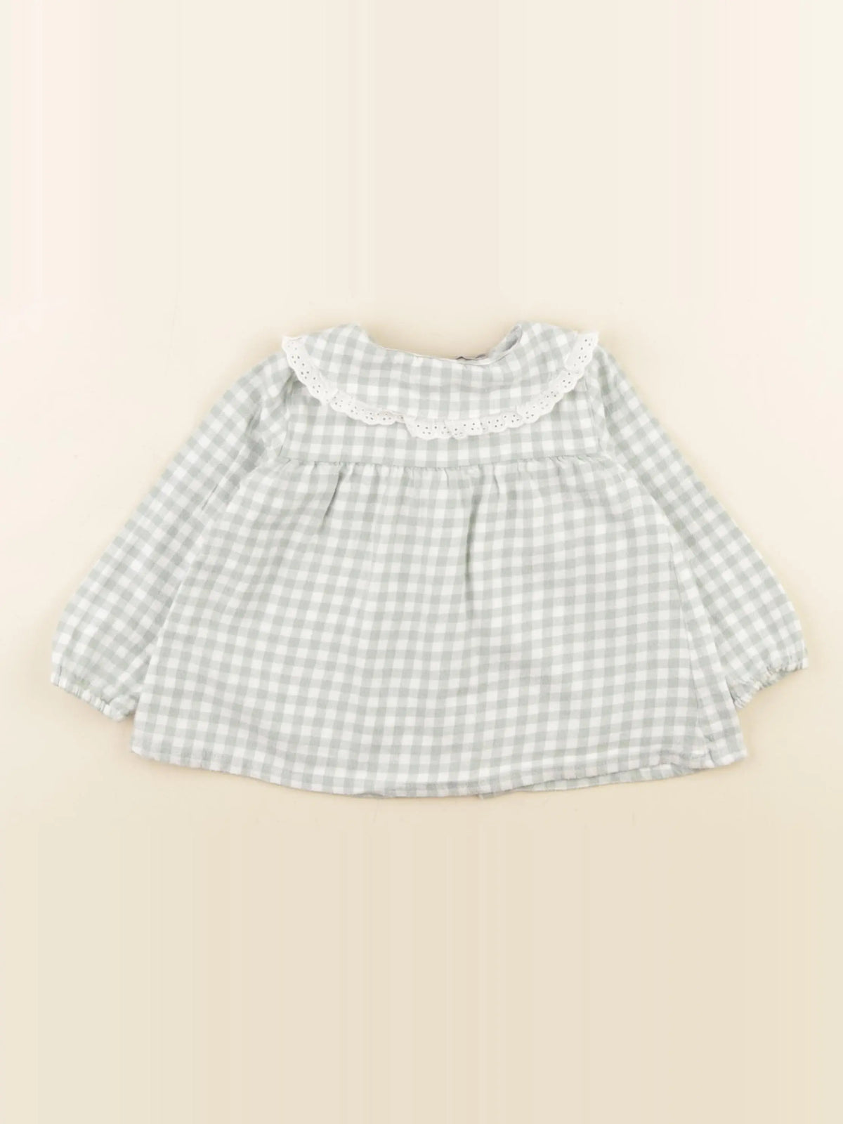 Boutchou - blouse vert, blanc - 12 mois
