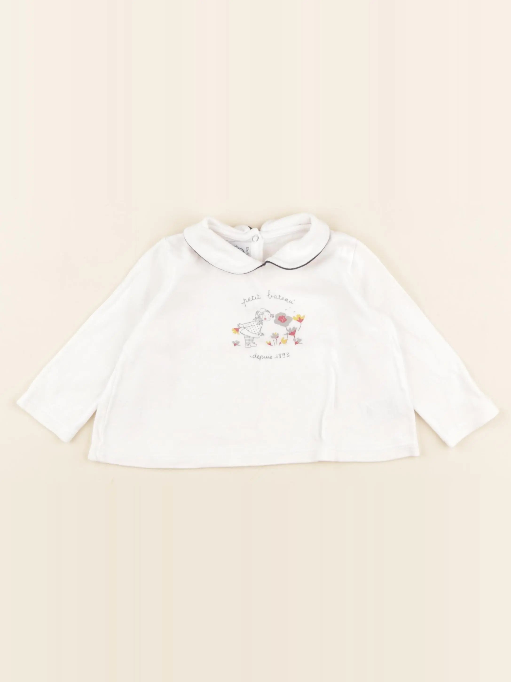 Petit Bateau - tee-shirt blanc - 12 mois