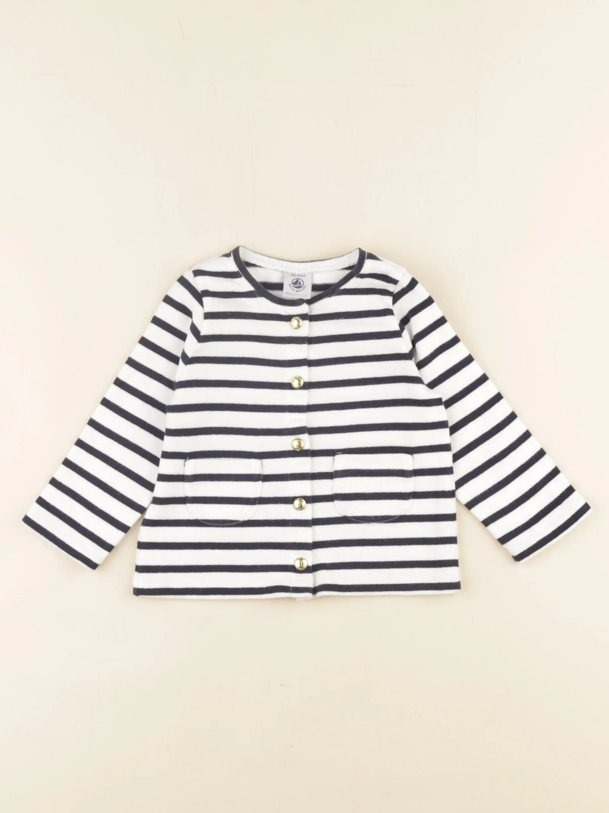 Petit Bateau - sweat blanc, bleu - 18 mois