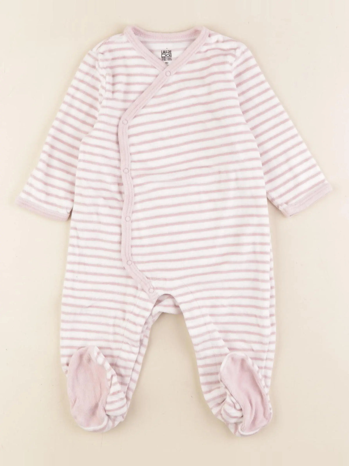 La Redoute - pyjama velours blanc, violet - 9 mois