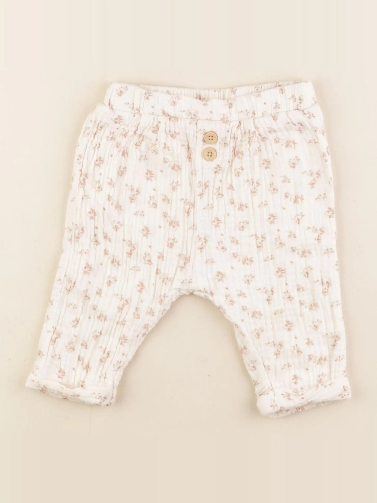 Vertbaudet - pantalon beige - 9 mois