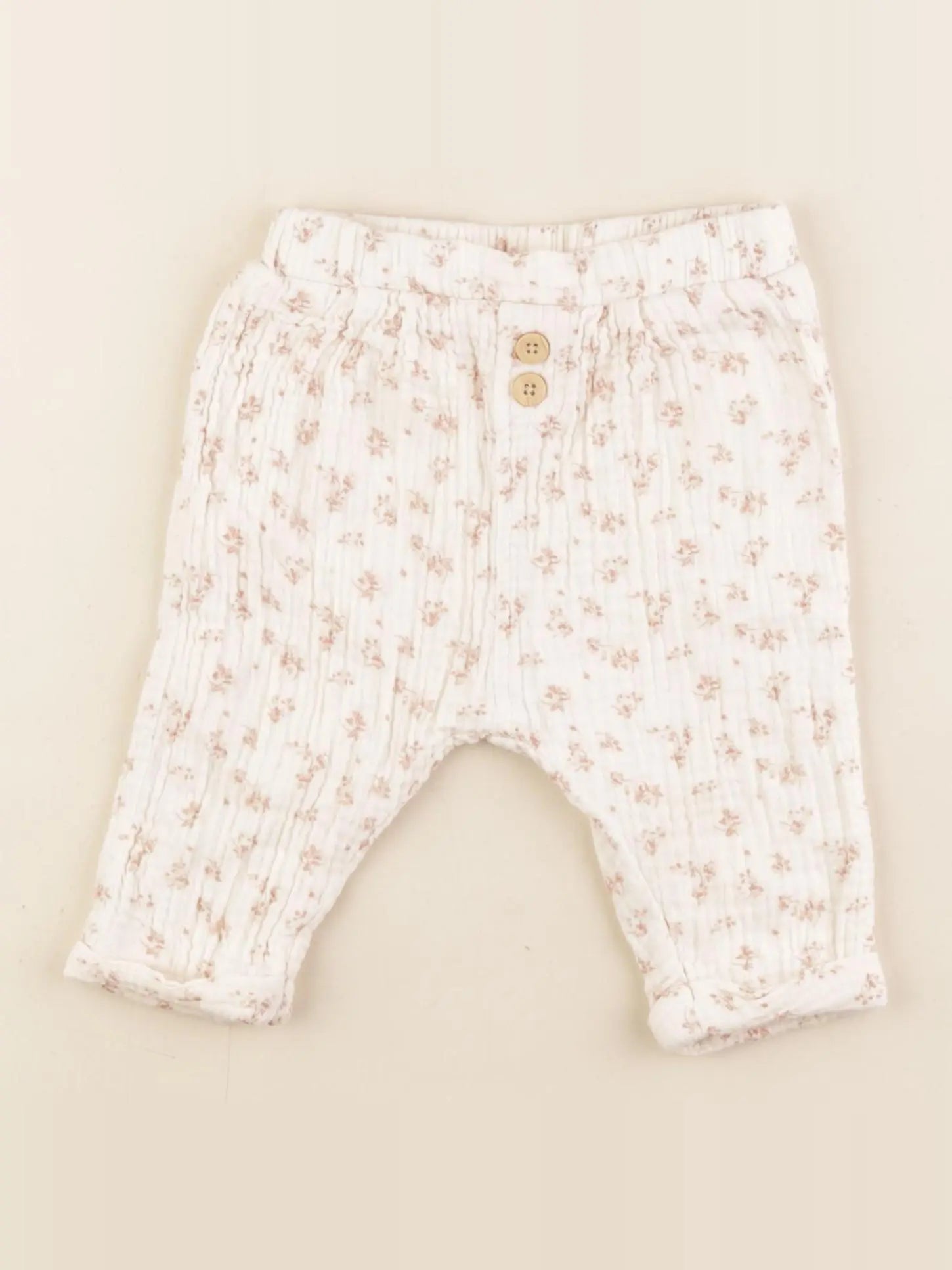 Vertbaudet - pantalon beige - 9 mois