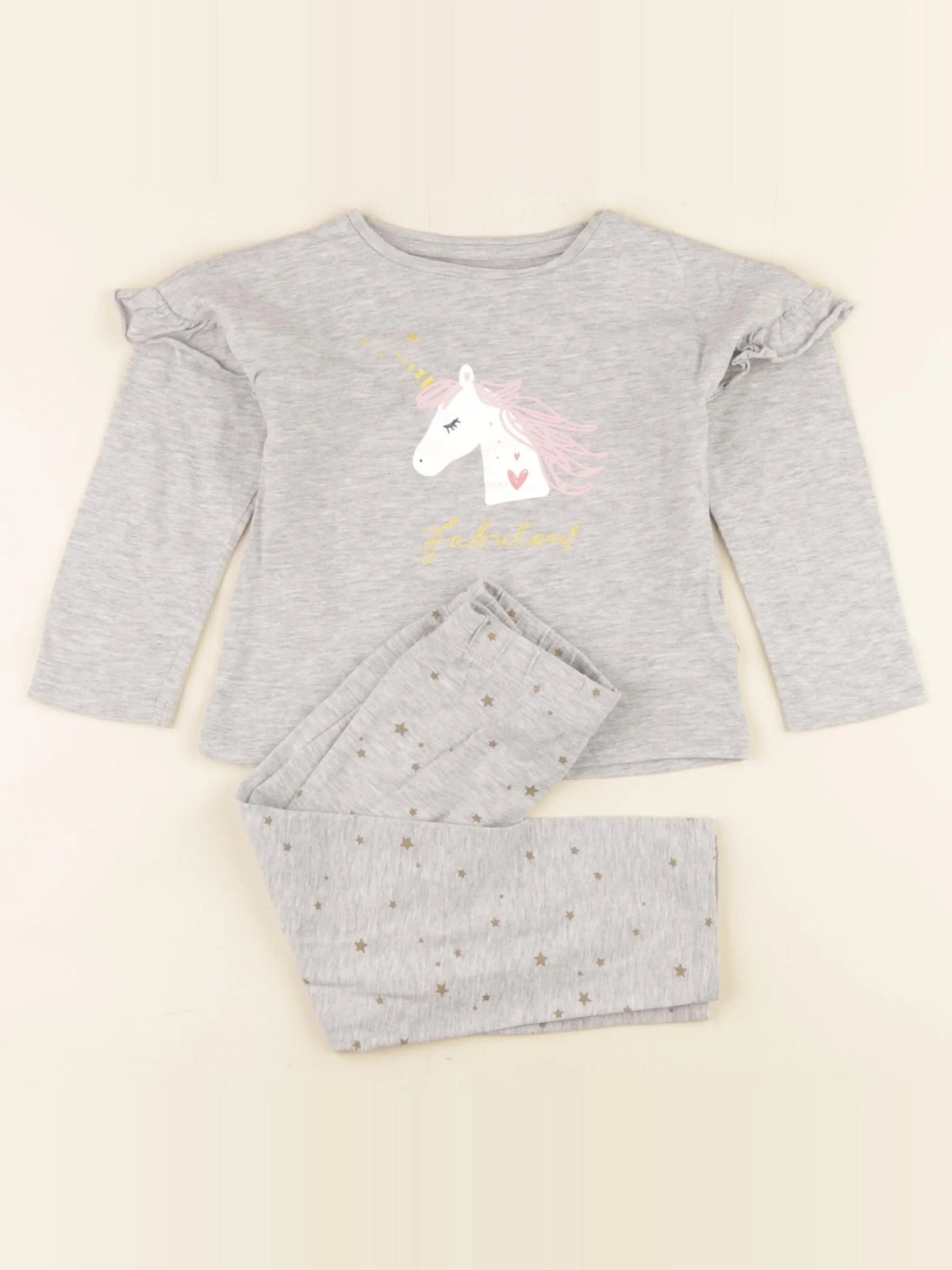 Vertbaudet - pyjama coton gris, or - 3 ans