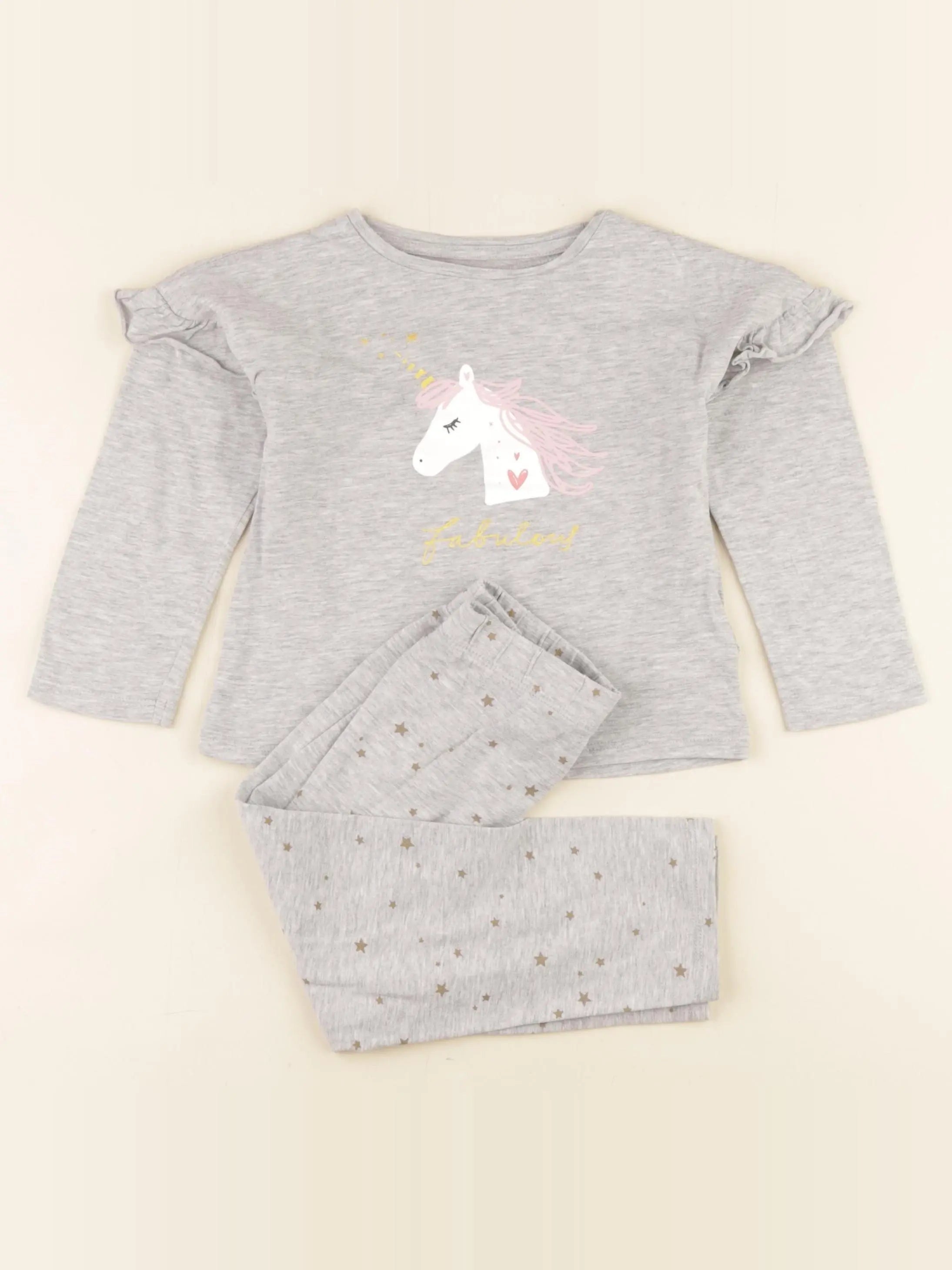 Vertbaudet - pyjama coton gris, or - 3 ans