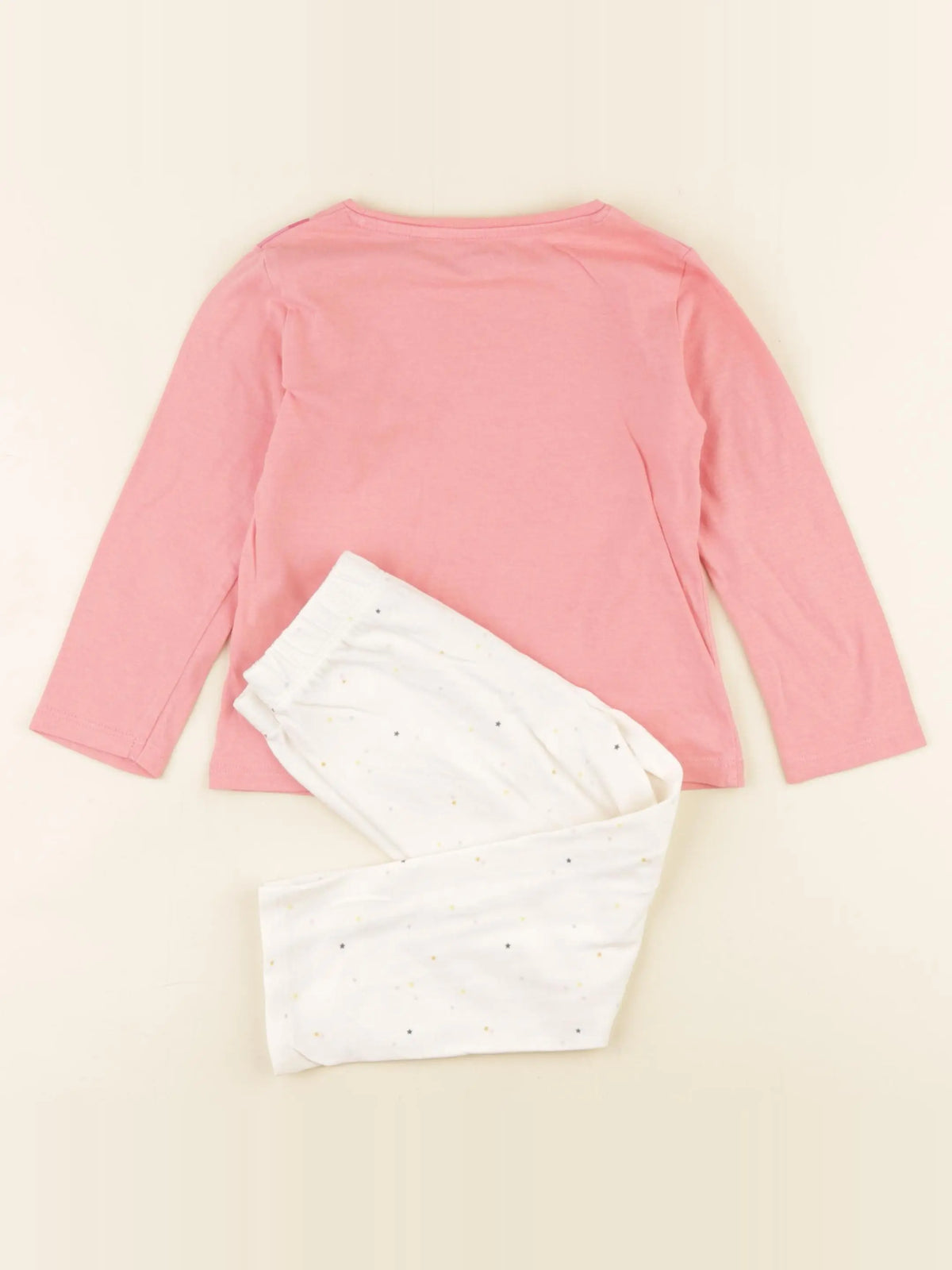Vertbaudet - pyjama coton rose, beige - 3 ans