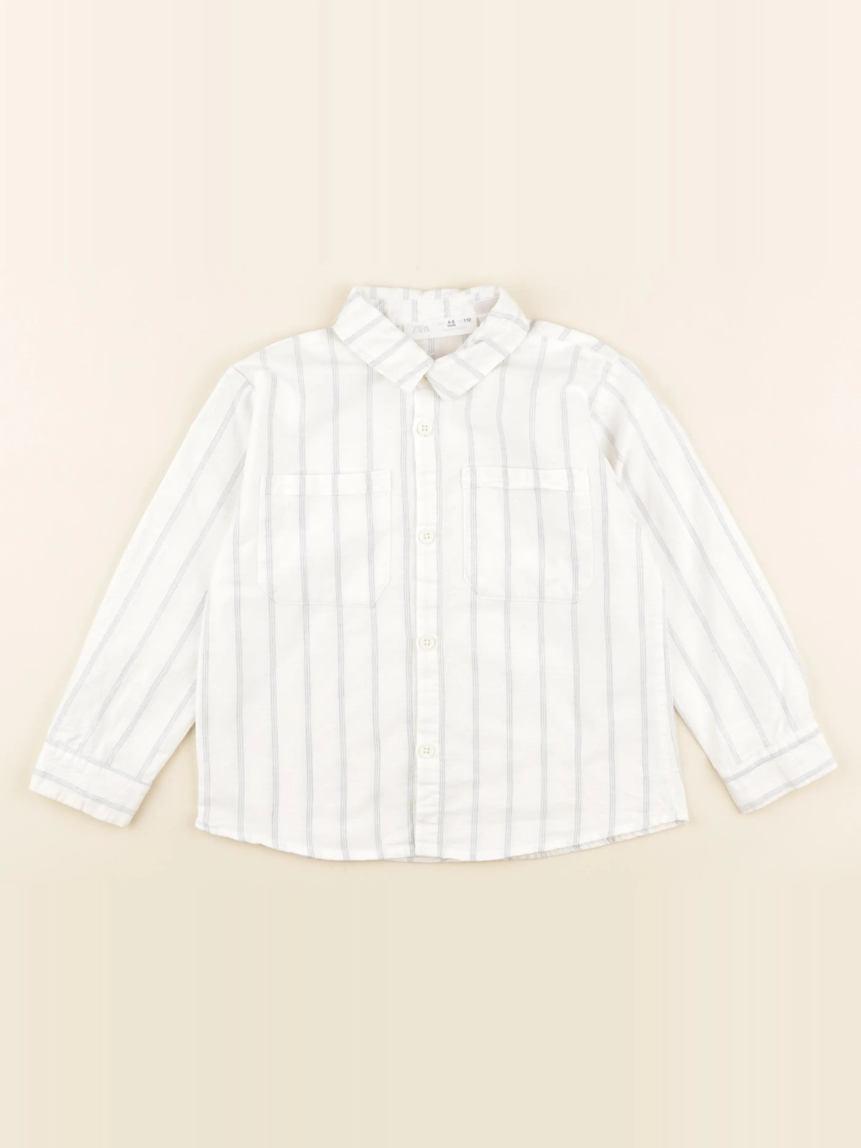 Zara - chemise bleu, blanc - 4/5 ans