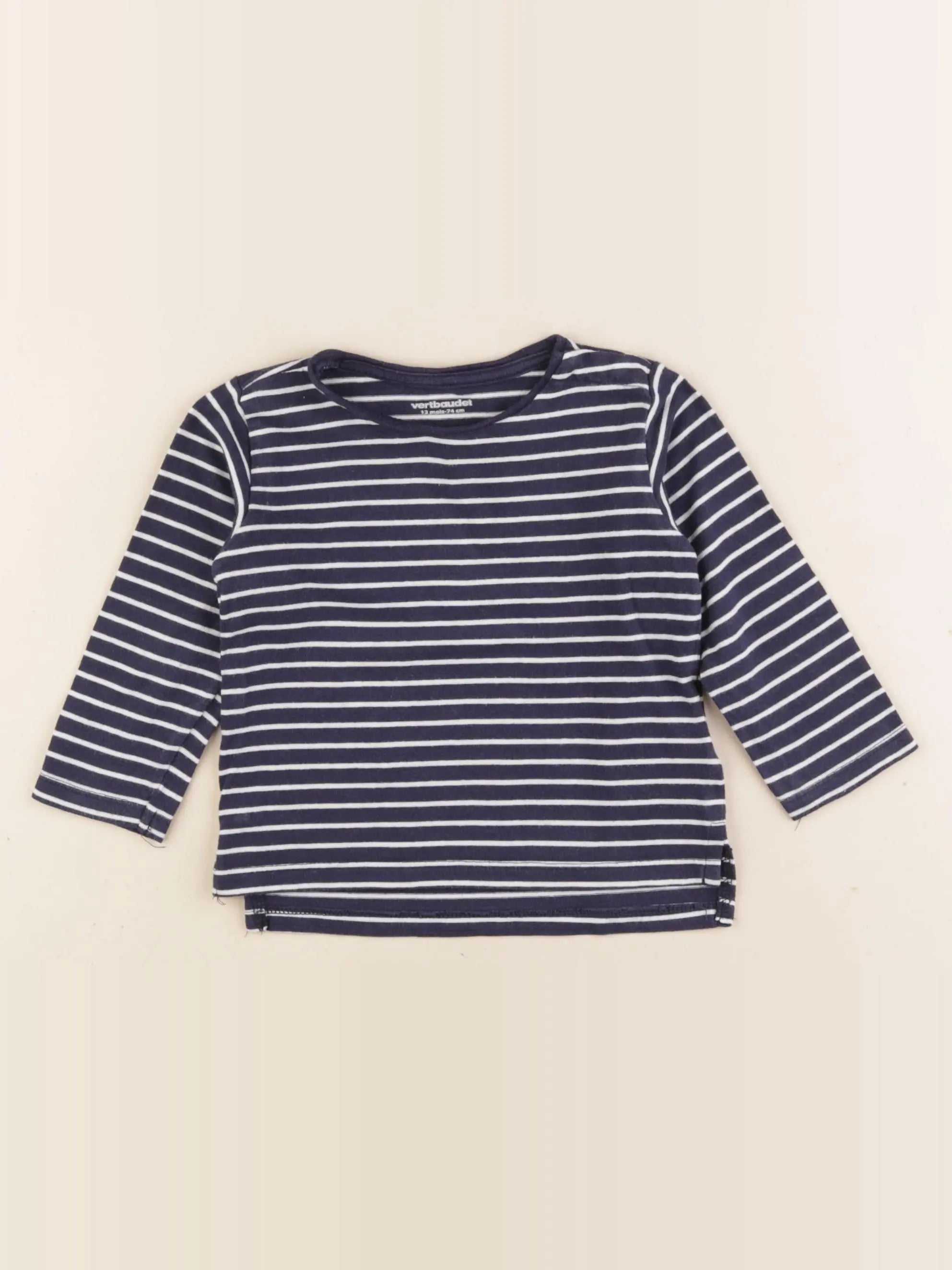 Vertbaudet - tee-shirt bleu, blanc - 12 mois