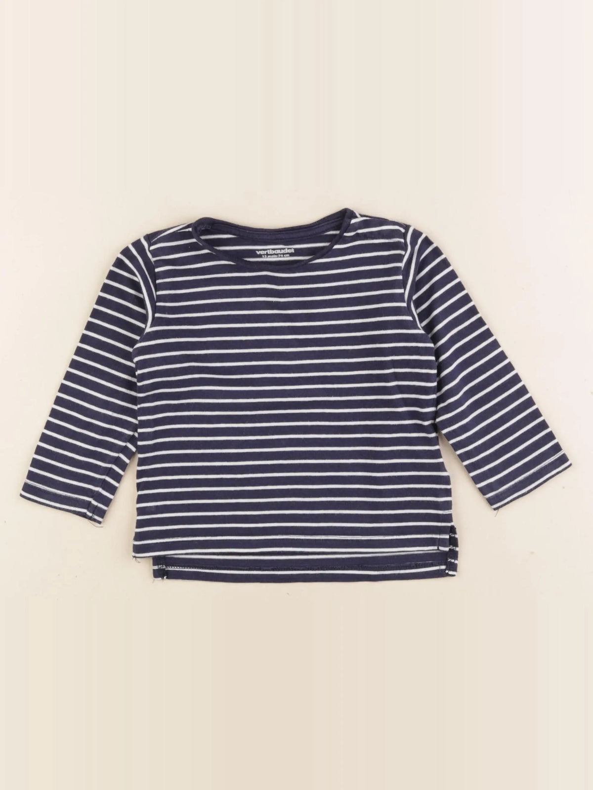 Vertbaudet - tee-shirt bleu, blanc - 12 mois