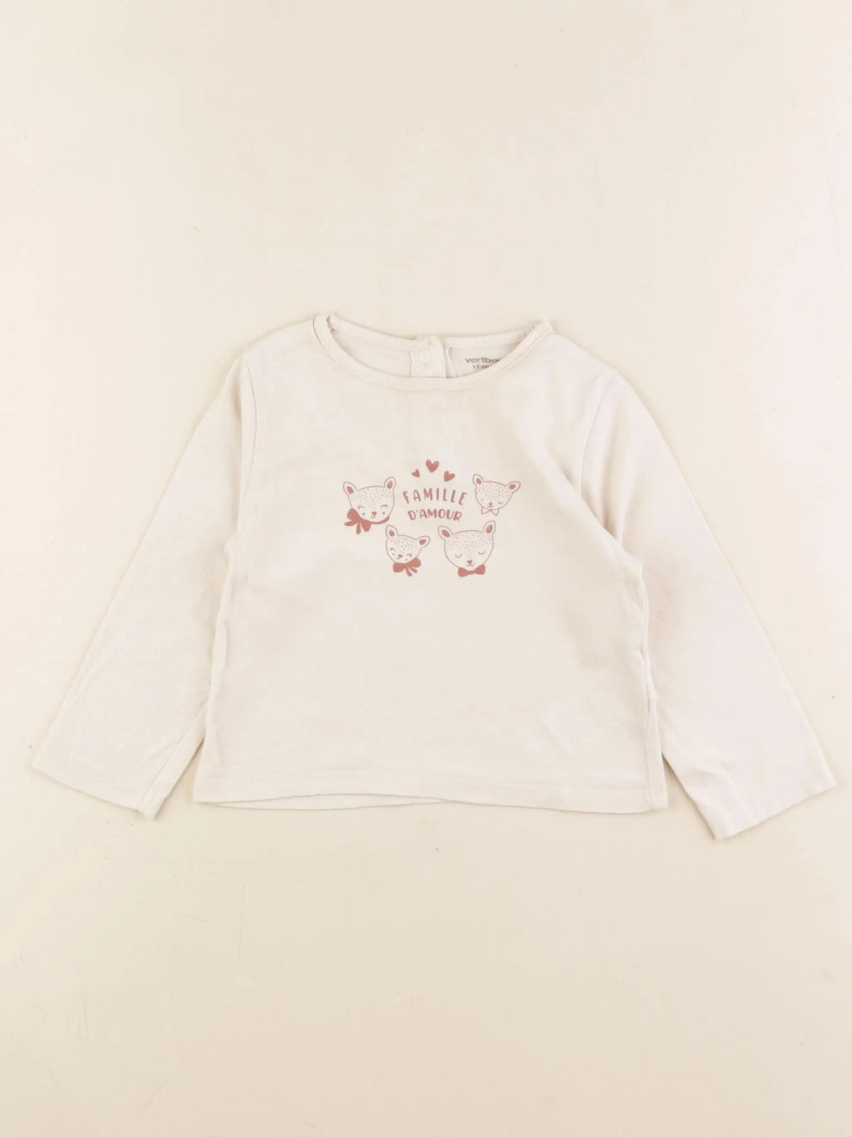 Vertbaudet - tee-shirt beige - 12 mois