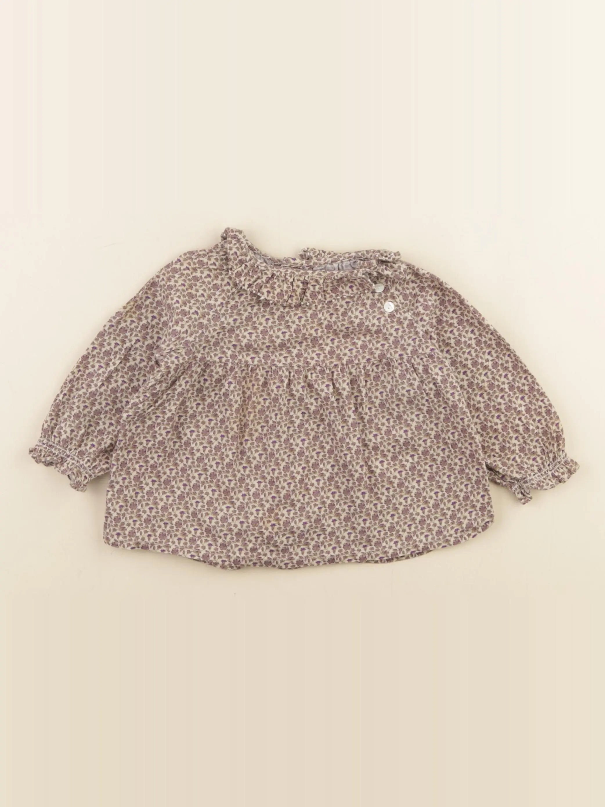 Bonpoint - blouse violet, beige - 6 mois