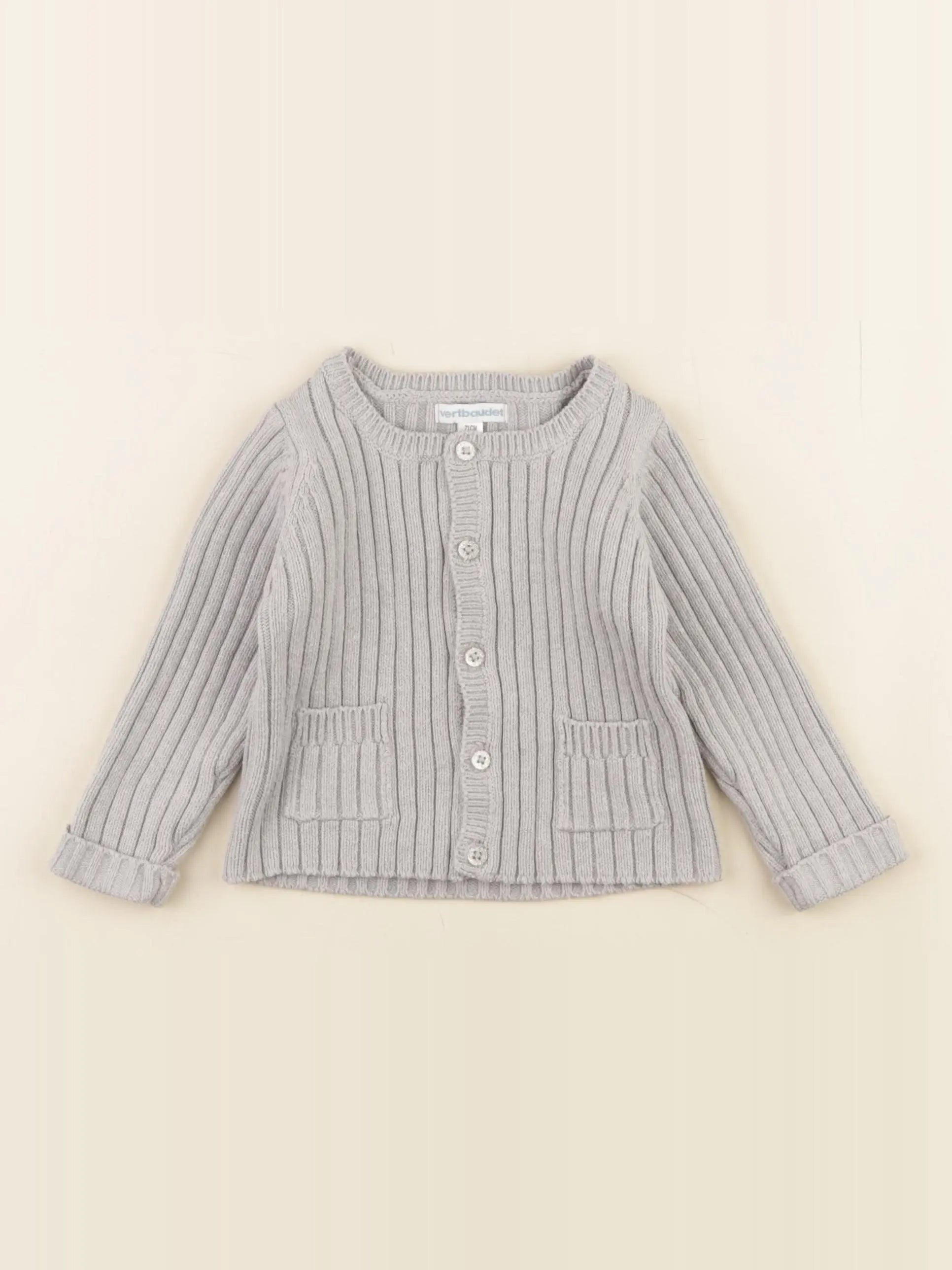 Vertbaudet - gilet gris - 6 mois