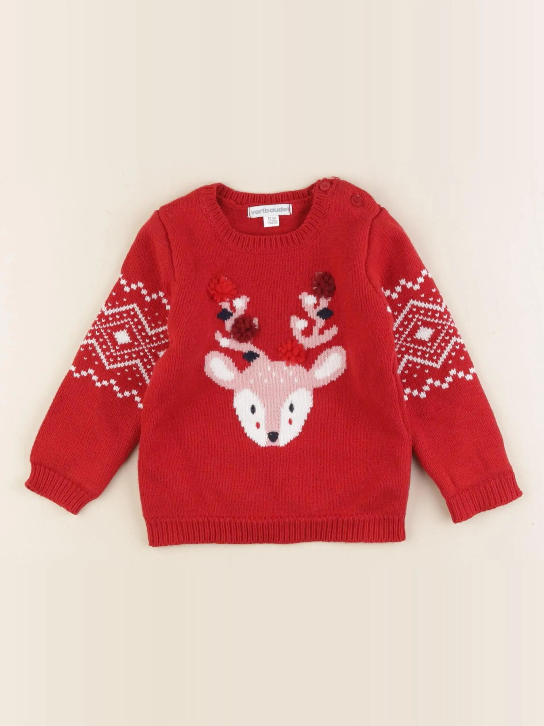 Vertbaudet - pull rouge - 18 mois