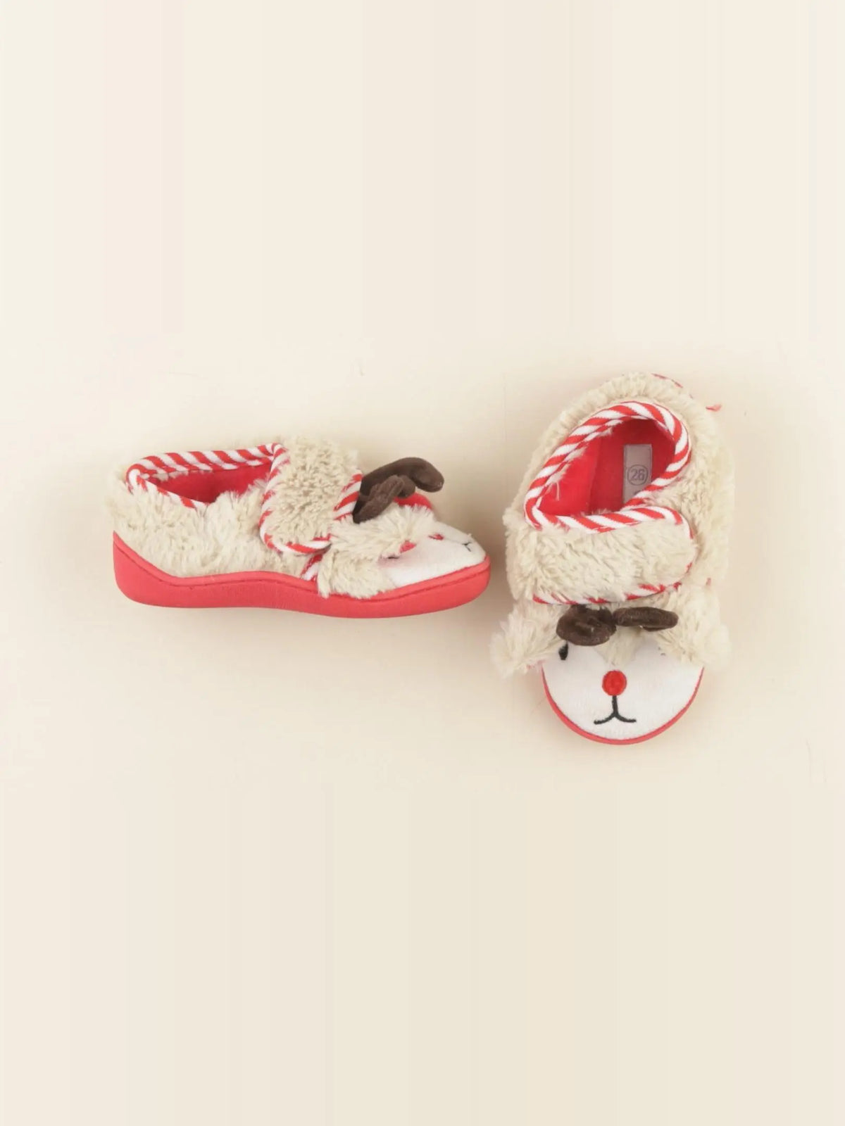 Vertbaudet - chaussons beige, rouge - pointure 26
