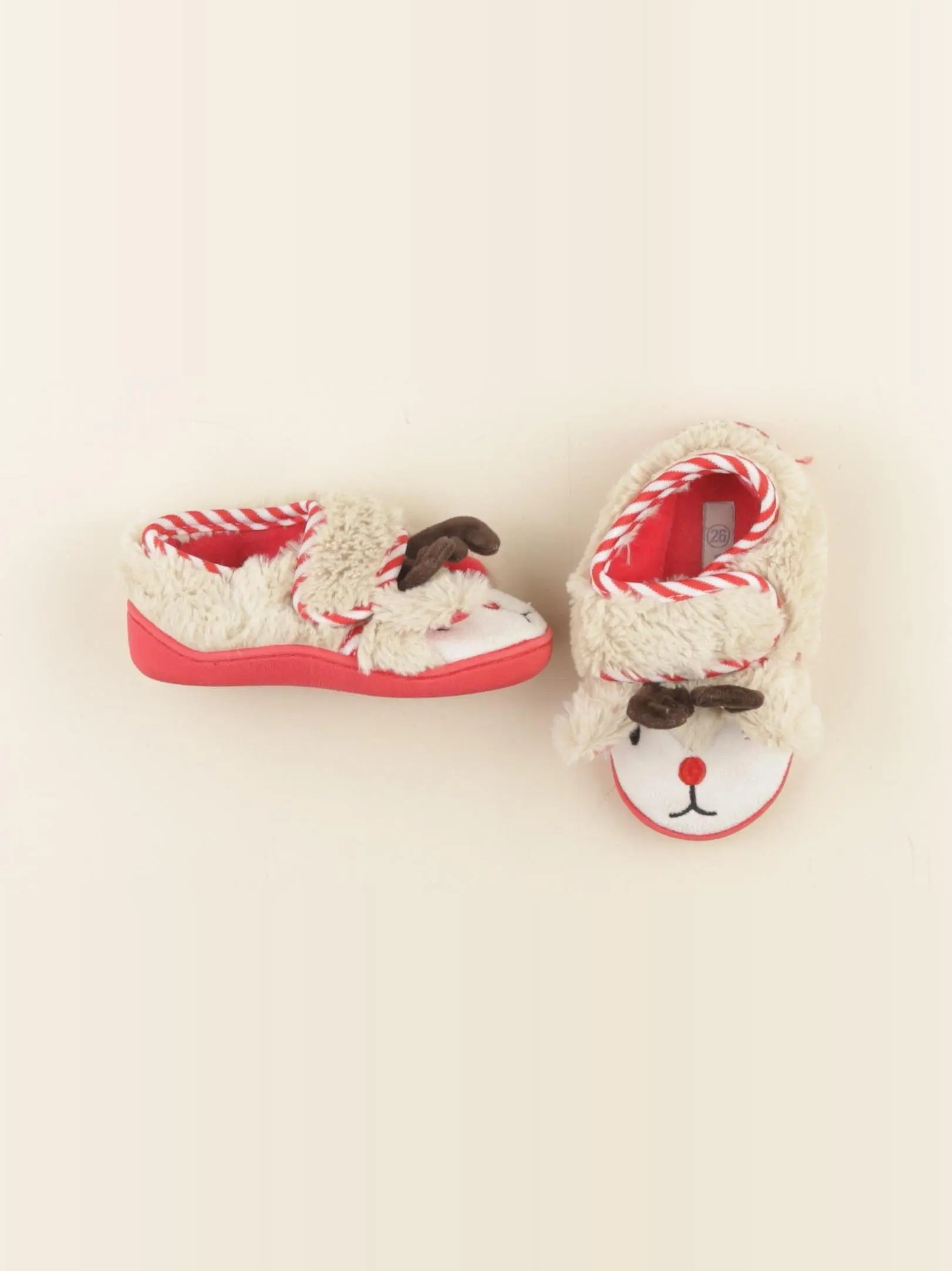 Vertbaudet - chaussons beige, rouge - pointure 26