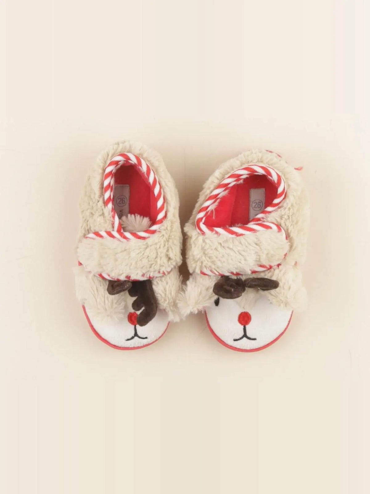 Vertbaudet - chaussons beige, rouge - pointure 26