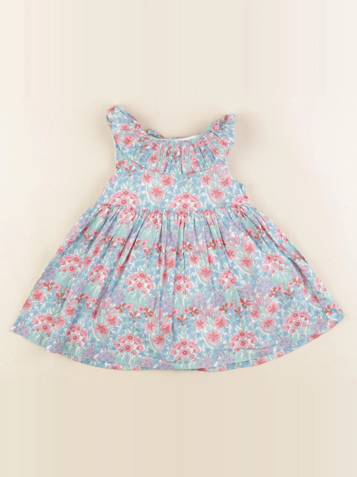 Jacadi - robe liberty bleu, rose - 12 mois