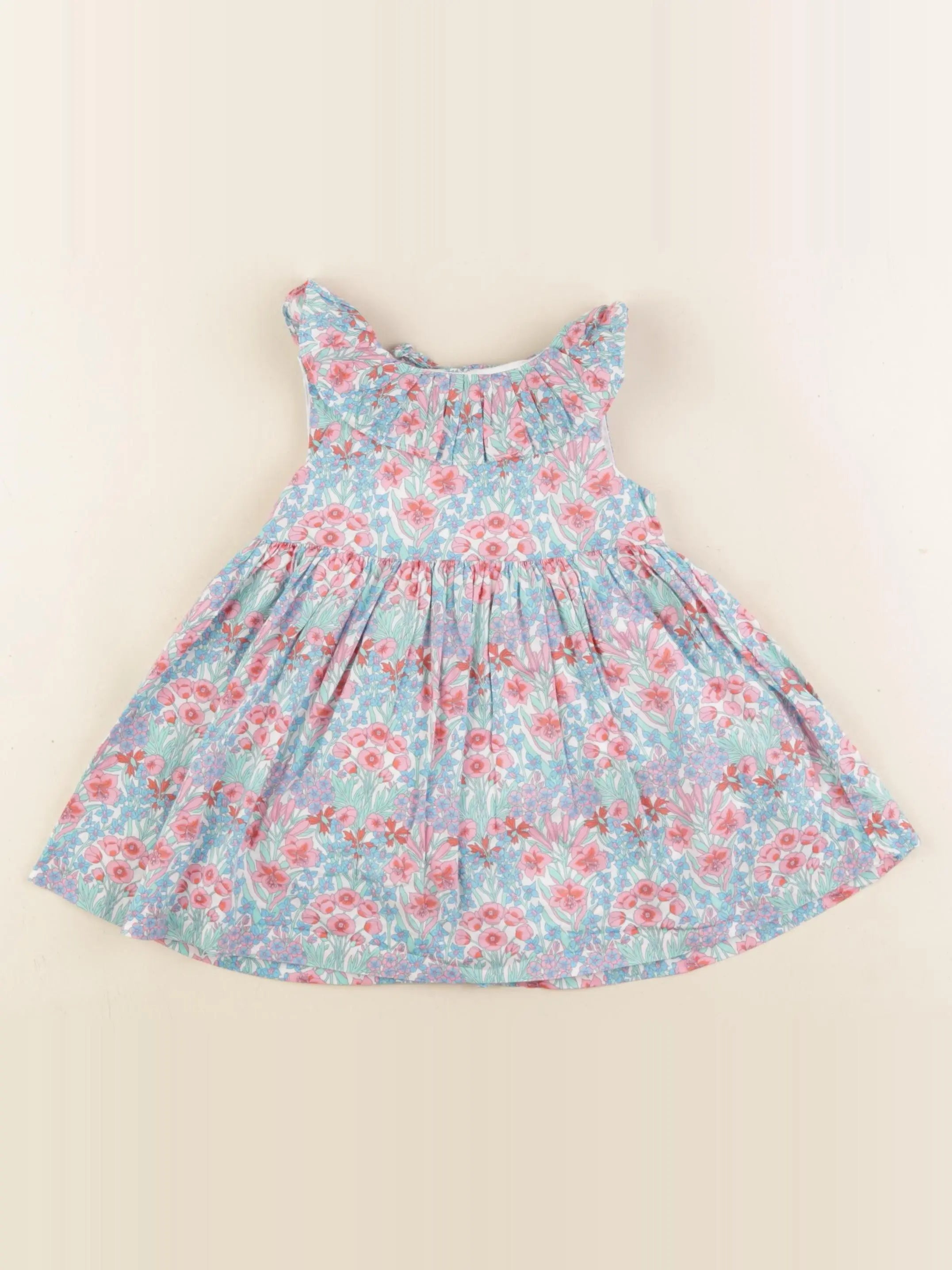 Jacadi - robe liberty bleu, rose - 12 mois