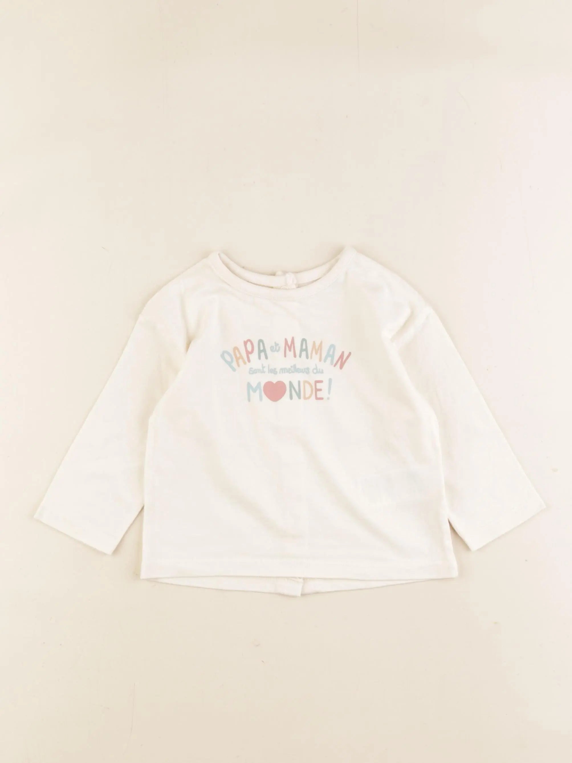 Vertbaudet - tee-shirt beige - 9 mois