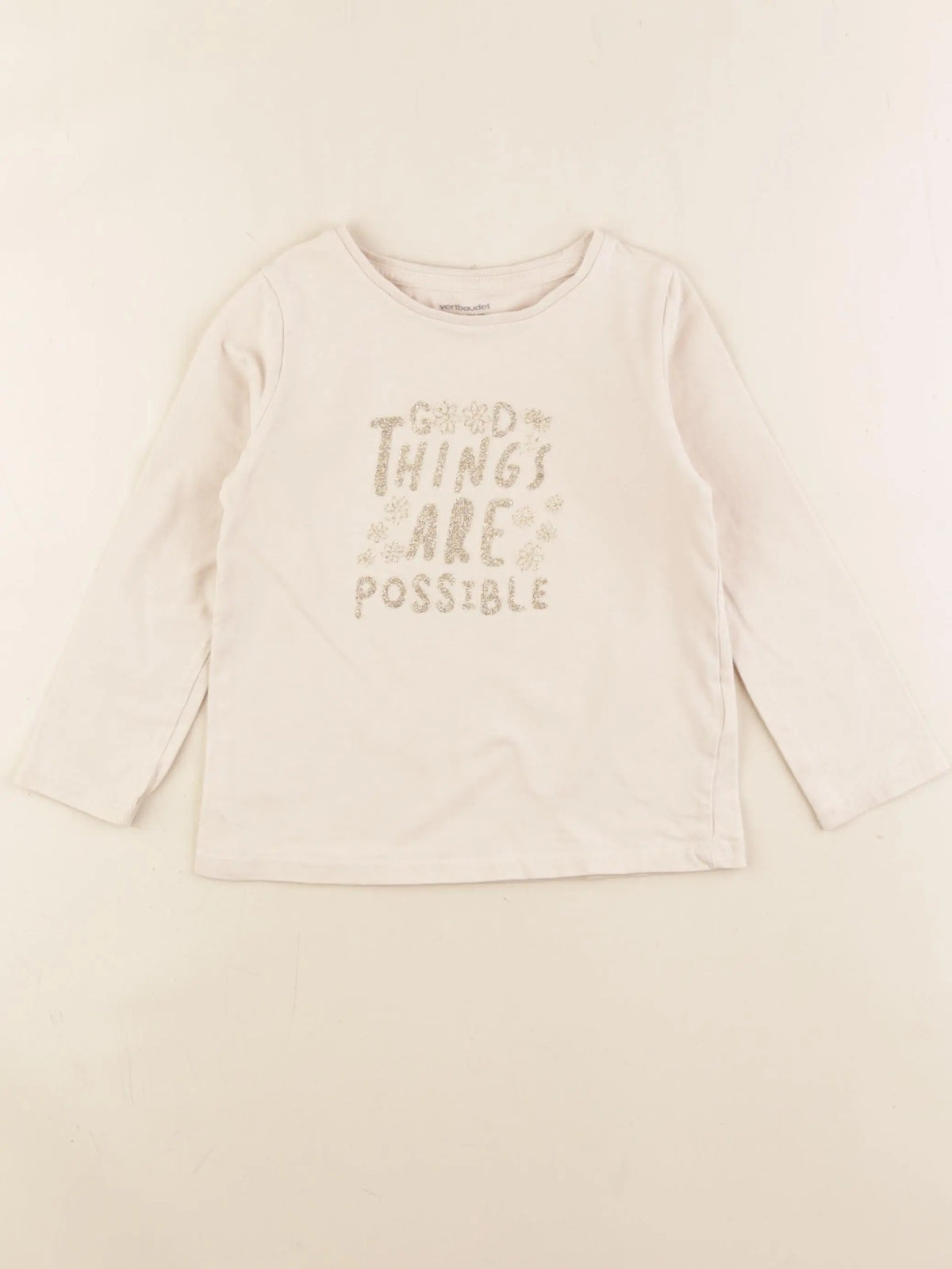 Vertbaudet - tee-shirt beige - 4 ans