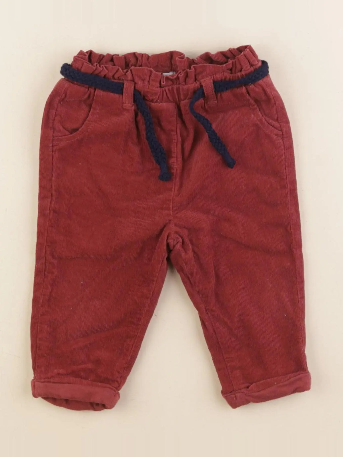 Vertbaudet - pantalon rouge - 12 mois