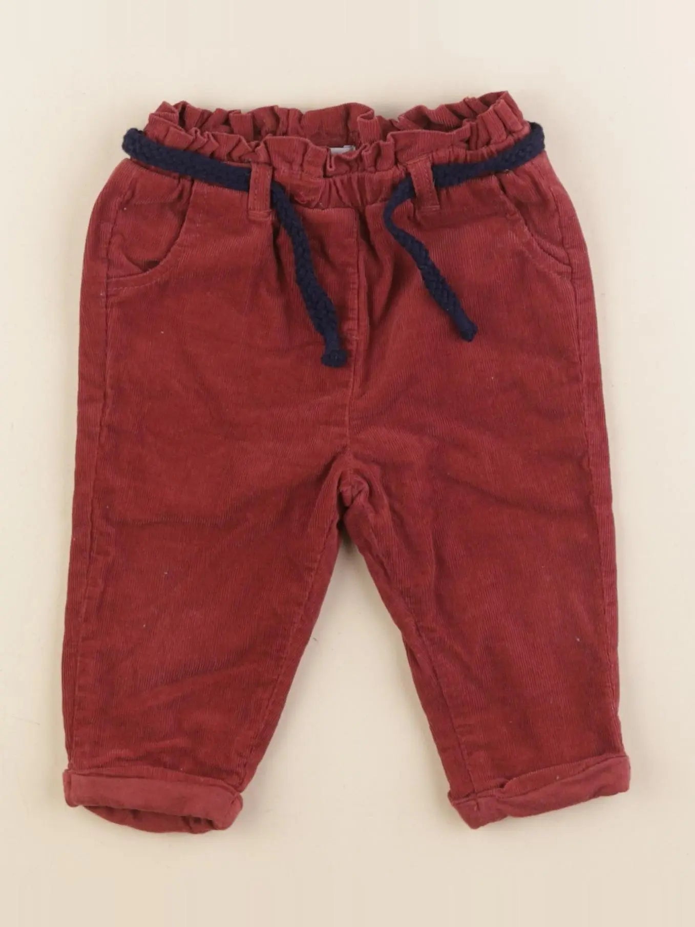 Vertbaudet - pantalon rouge - 12 mois