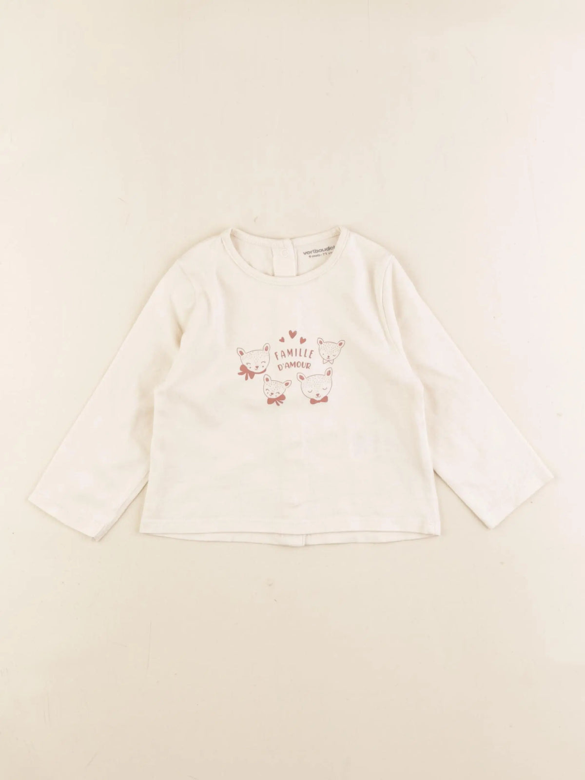 Vertbaudet - tee-shirt beige - 9 mois