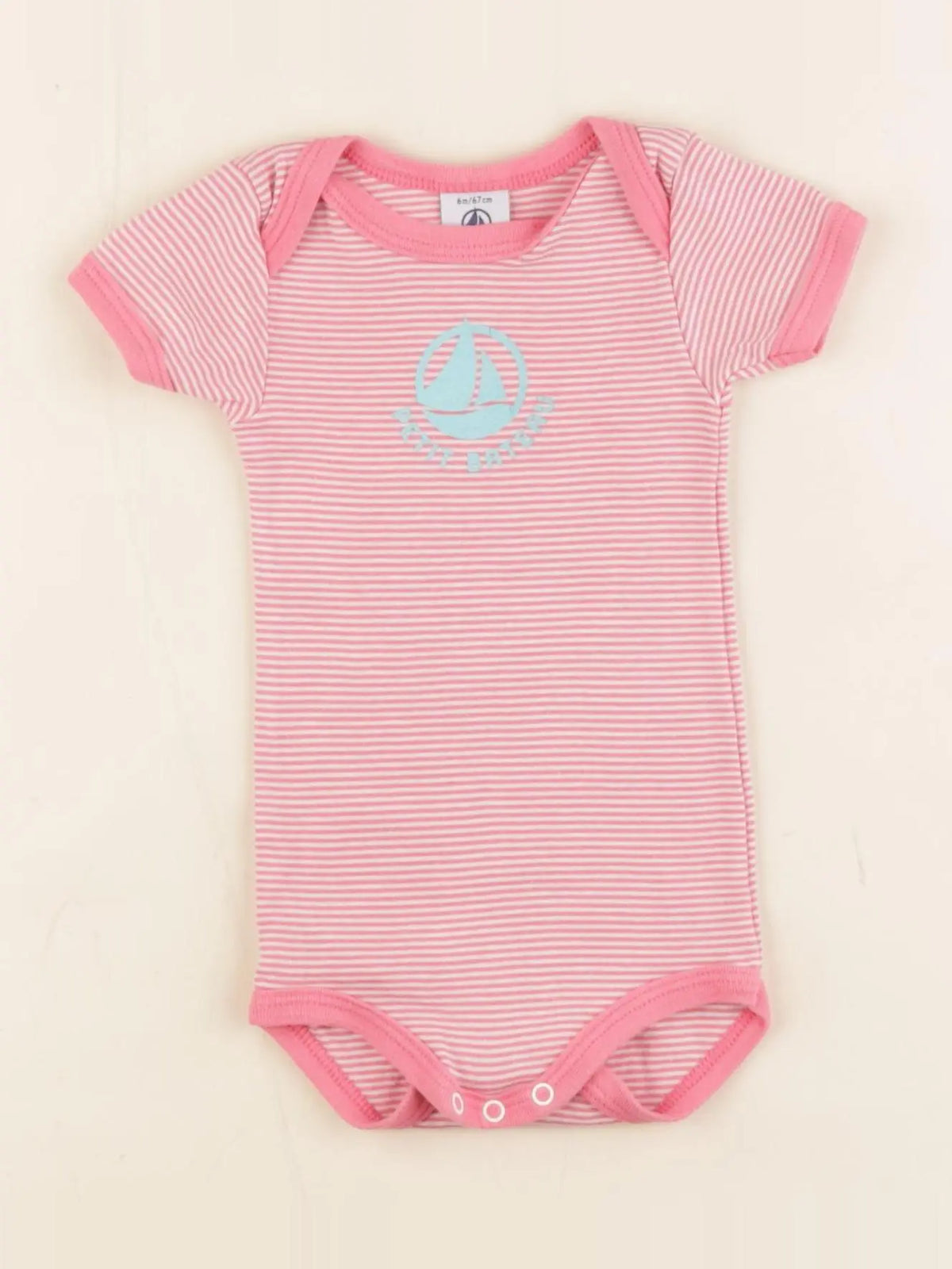 Petit Bateau - body rose, blanc - 6 mois