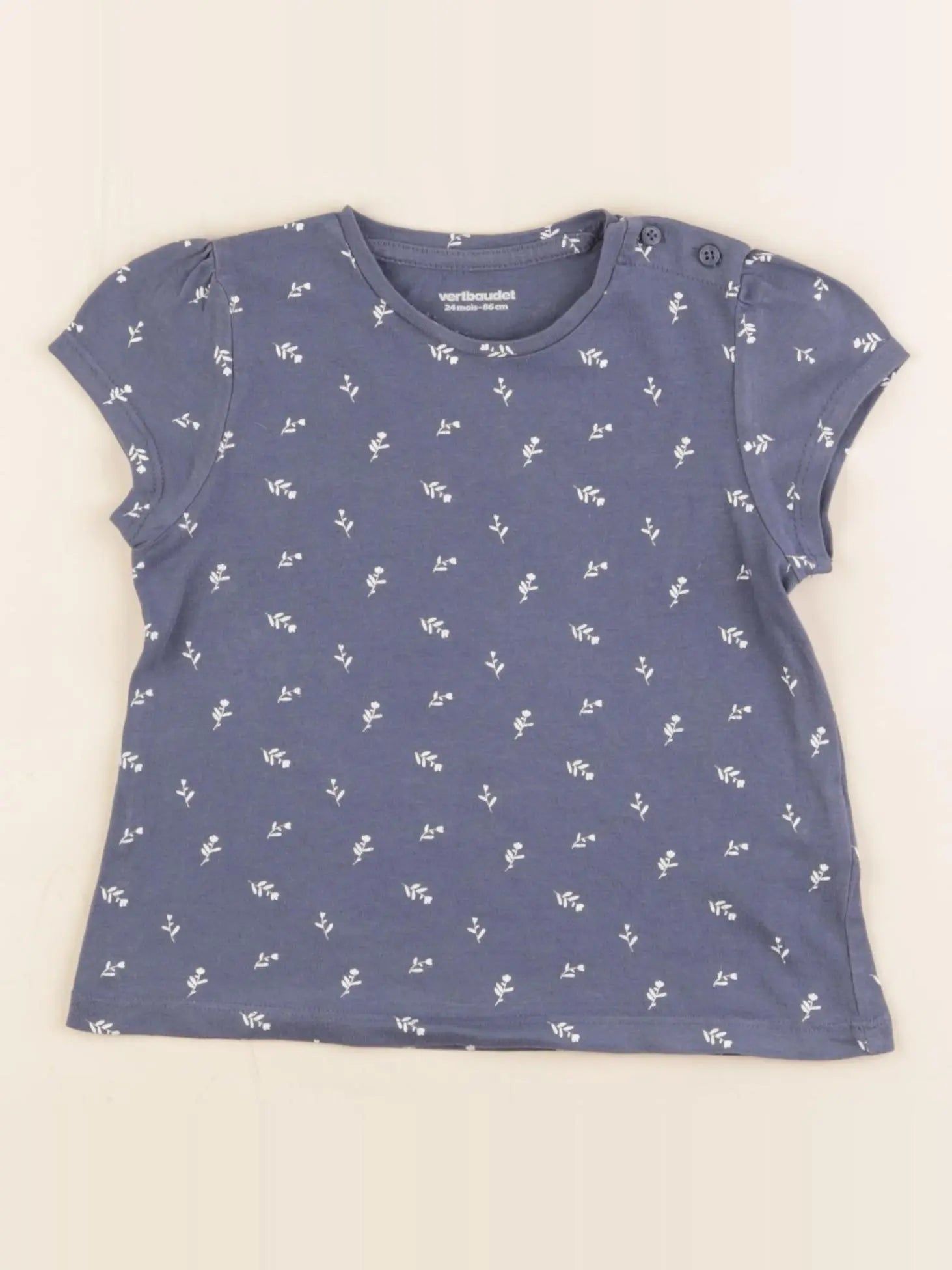 Vertbaudet - tee-shirt bleu - 24 mois