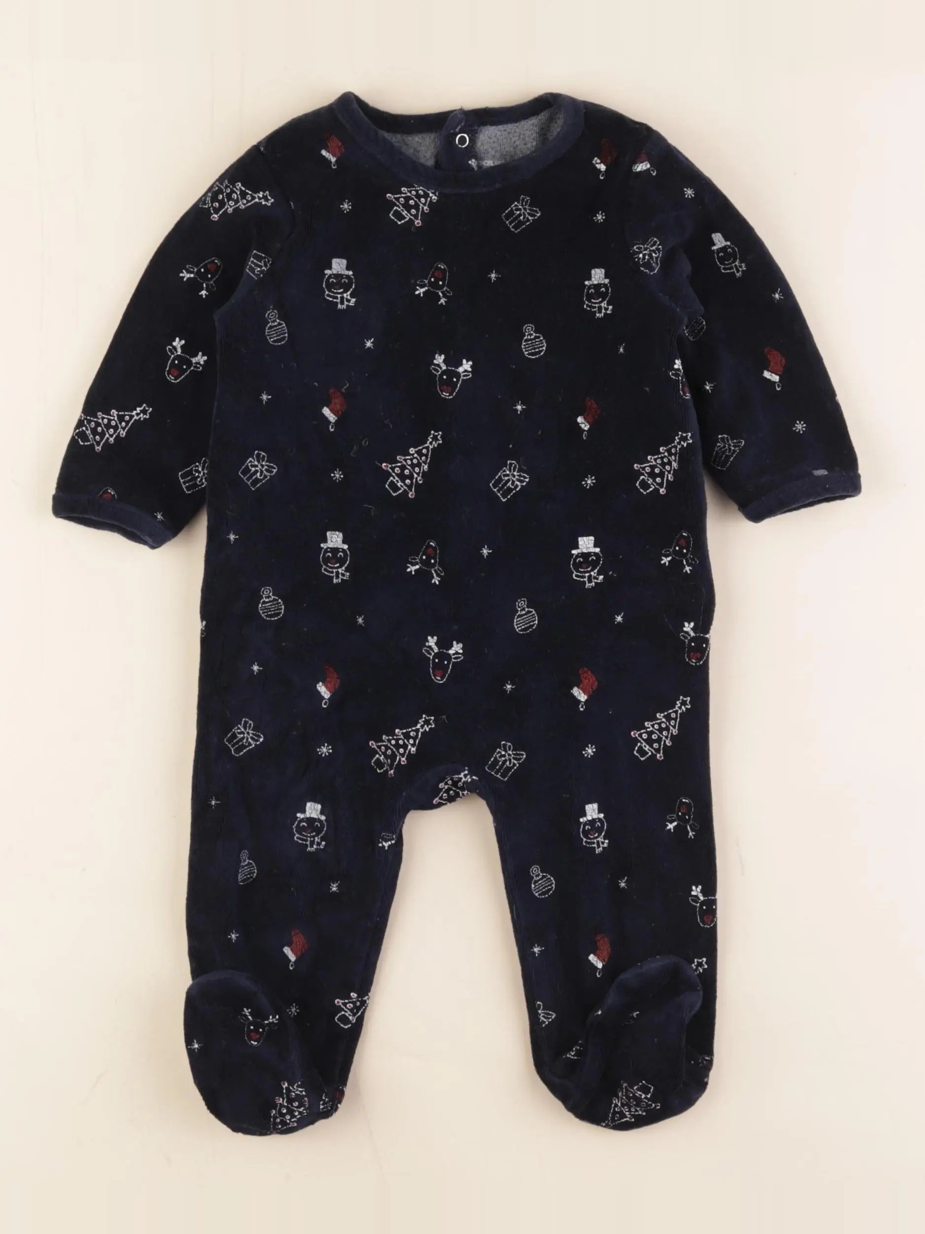 Vertbaudet - pyjama velours bleu - 9 mois