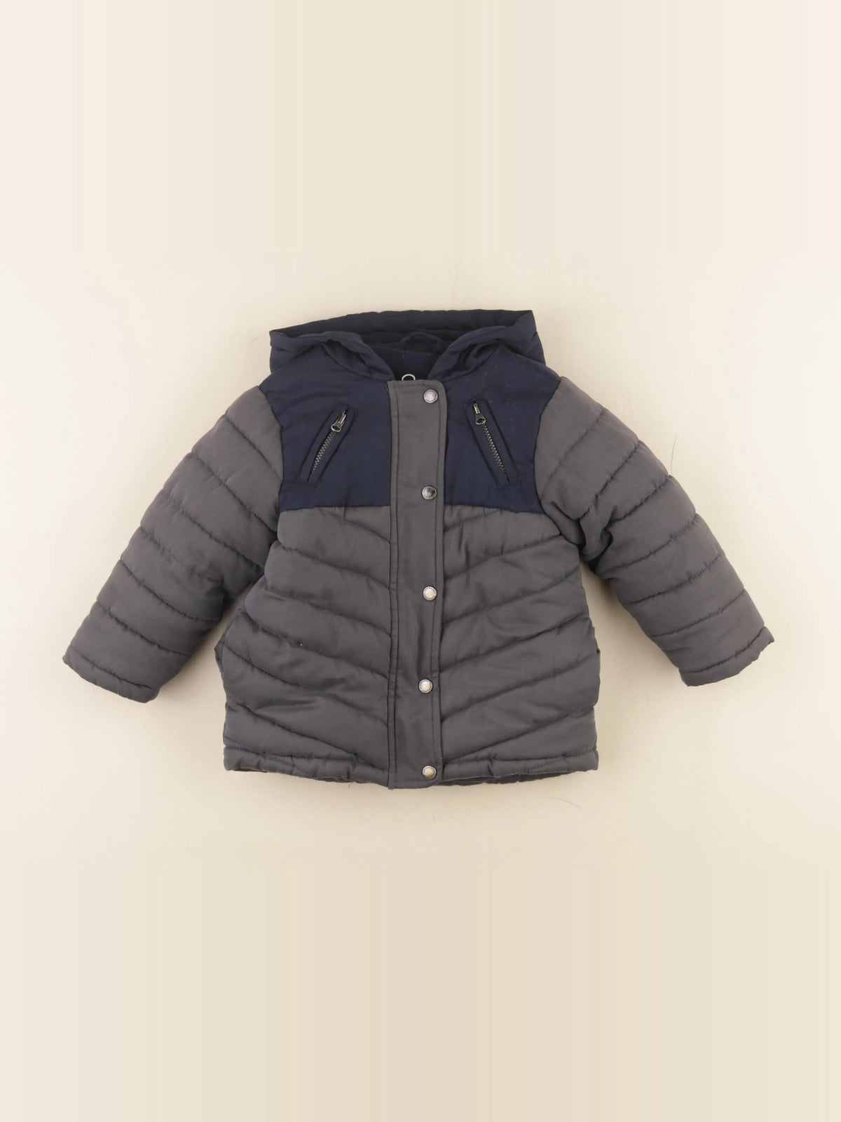 Vertbaudet - doudoune bleu, gris - 2 ans