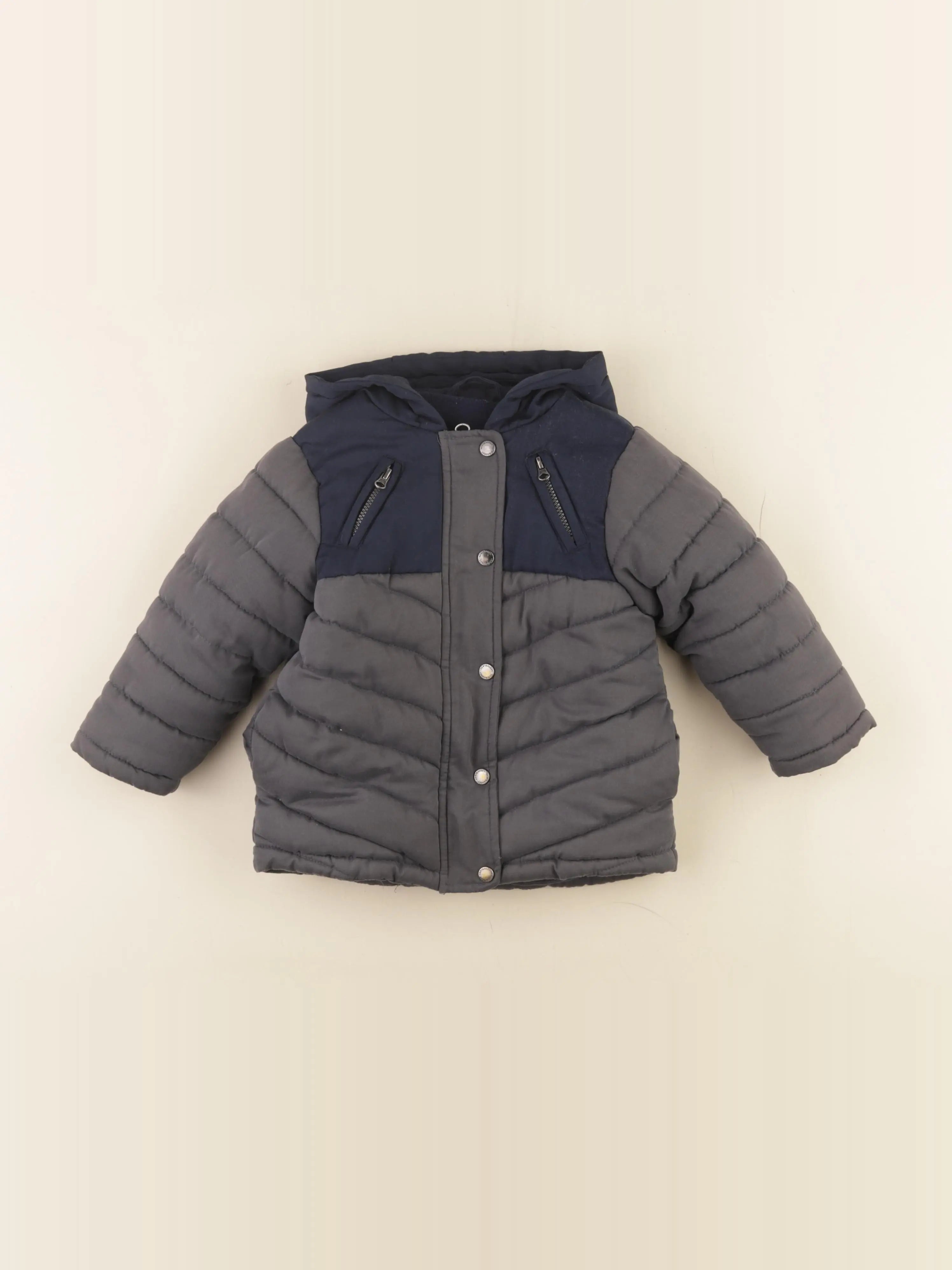 Vertbaudet - doudoune bleu, gris - 2 ans