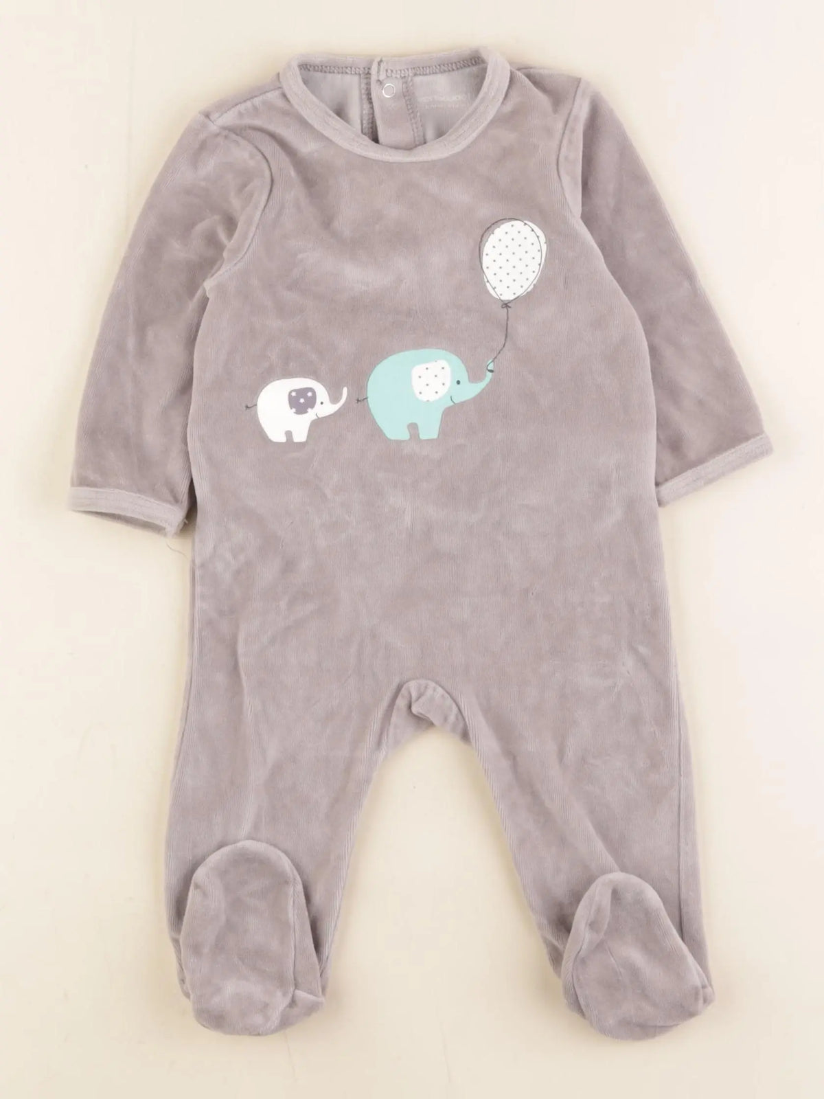 Vertbaudet - pyjama velours gris - 6 mois