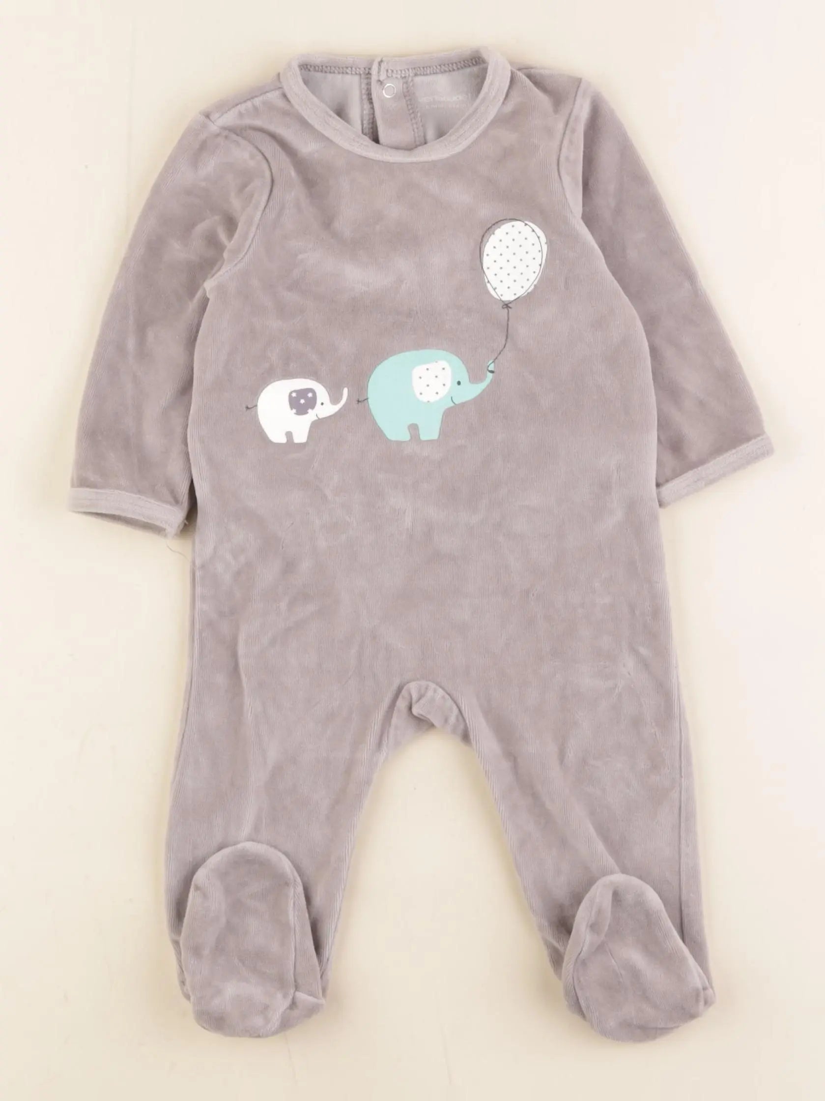 Vertbaudet - pyjama velours gris - 6 mois