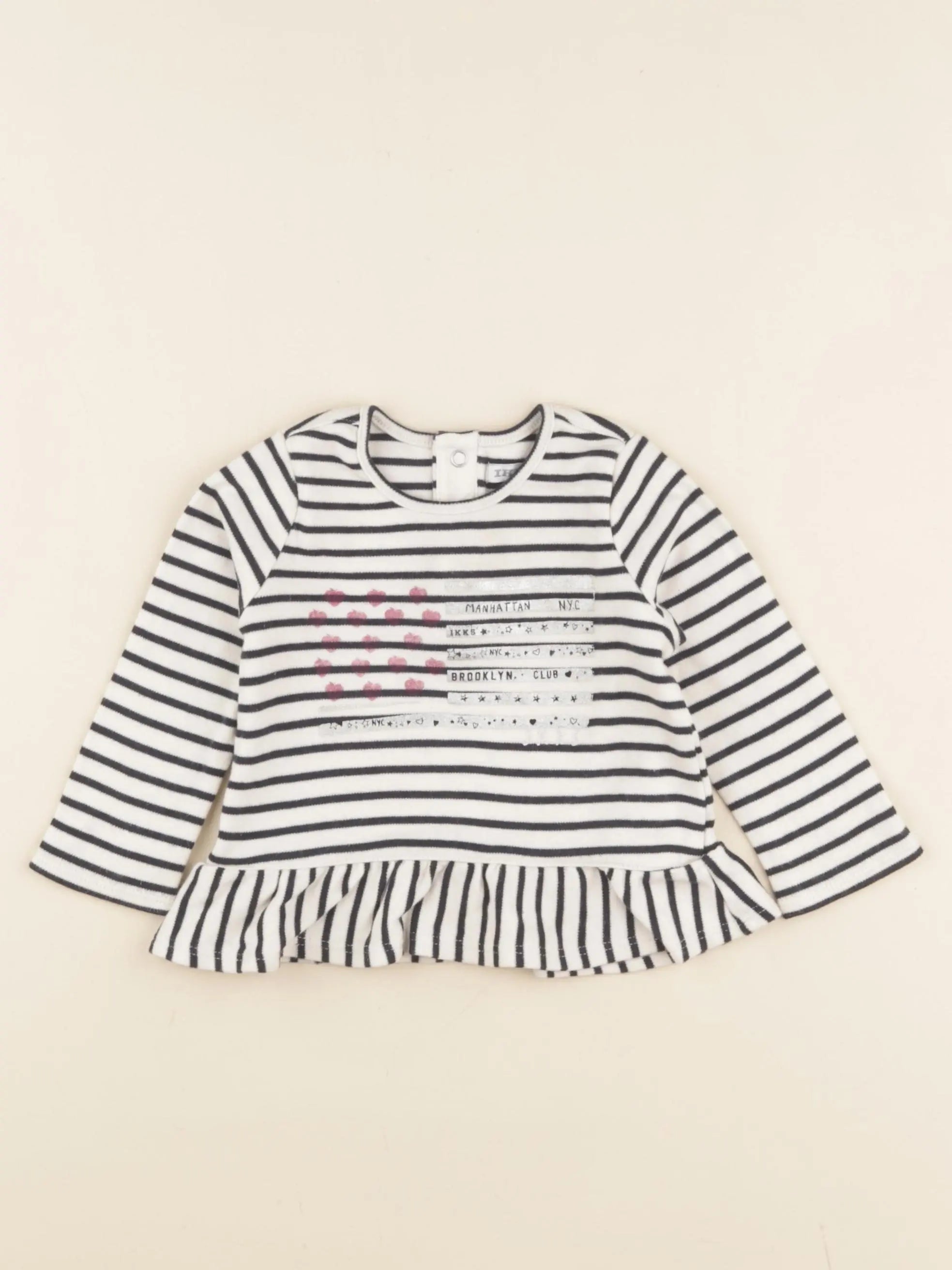 IKKS - tee-shirt blanc, bleu - 12 mois