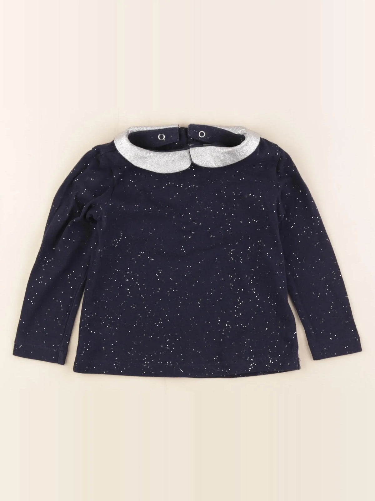 Vertbaudet - tee-shirt bleu, argent - 2 ans