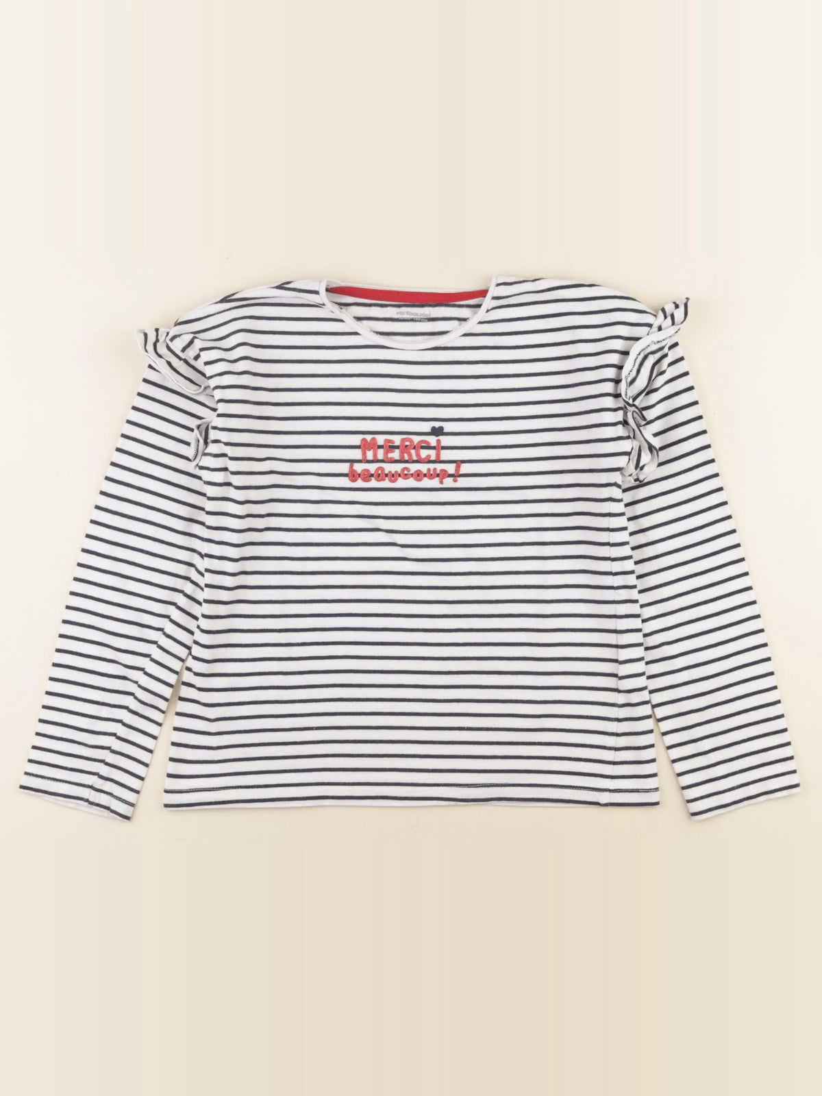 Vertbaudet - tee-shirt blanc, bleu - 10 ans