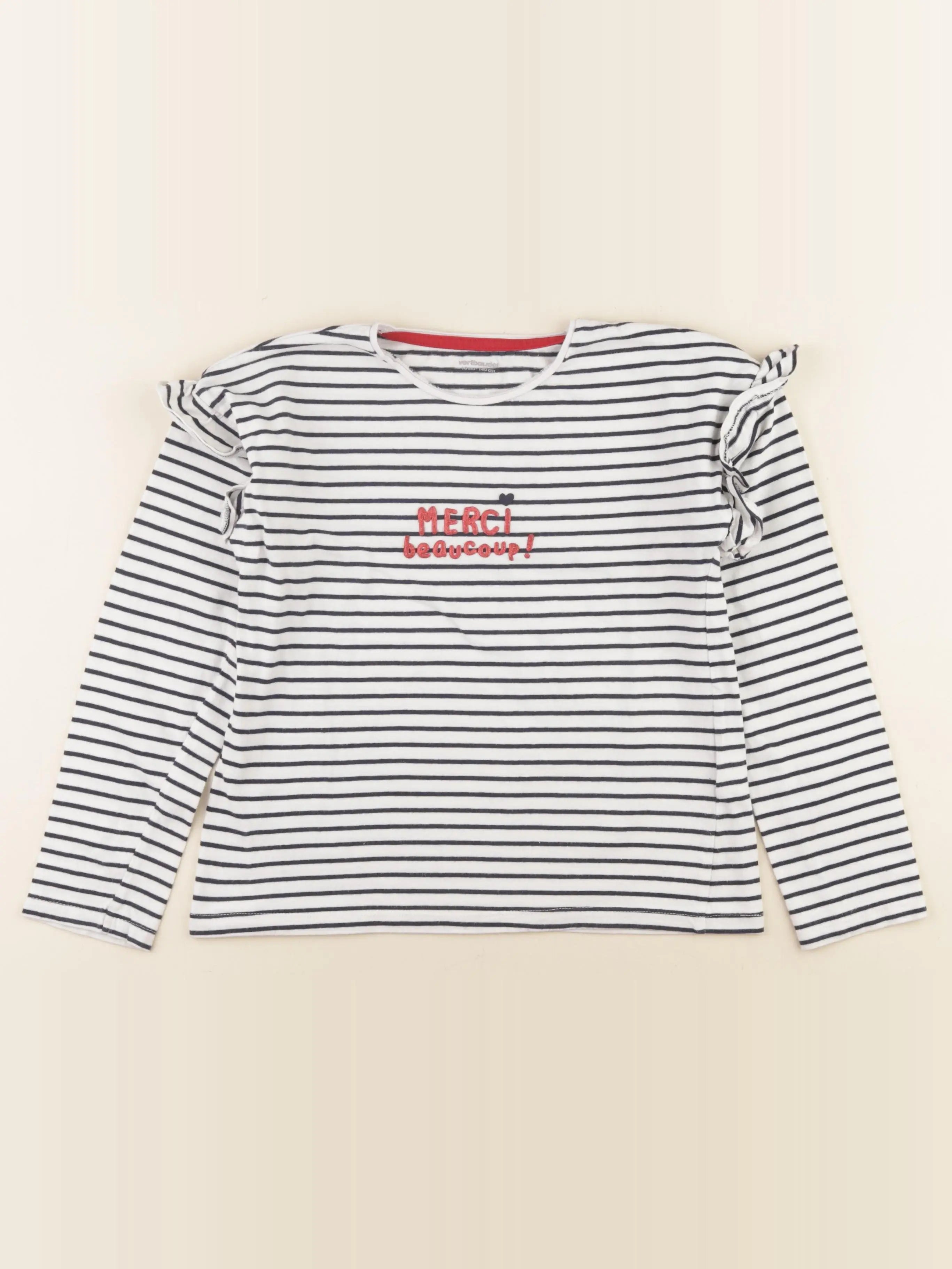Vertbaudet - tee-shirt blanc, bleu - 10 ans
