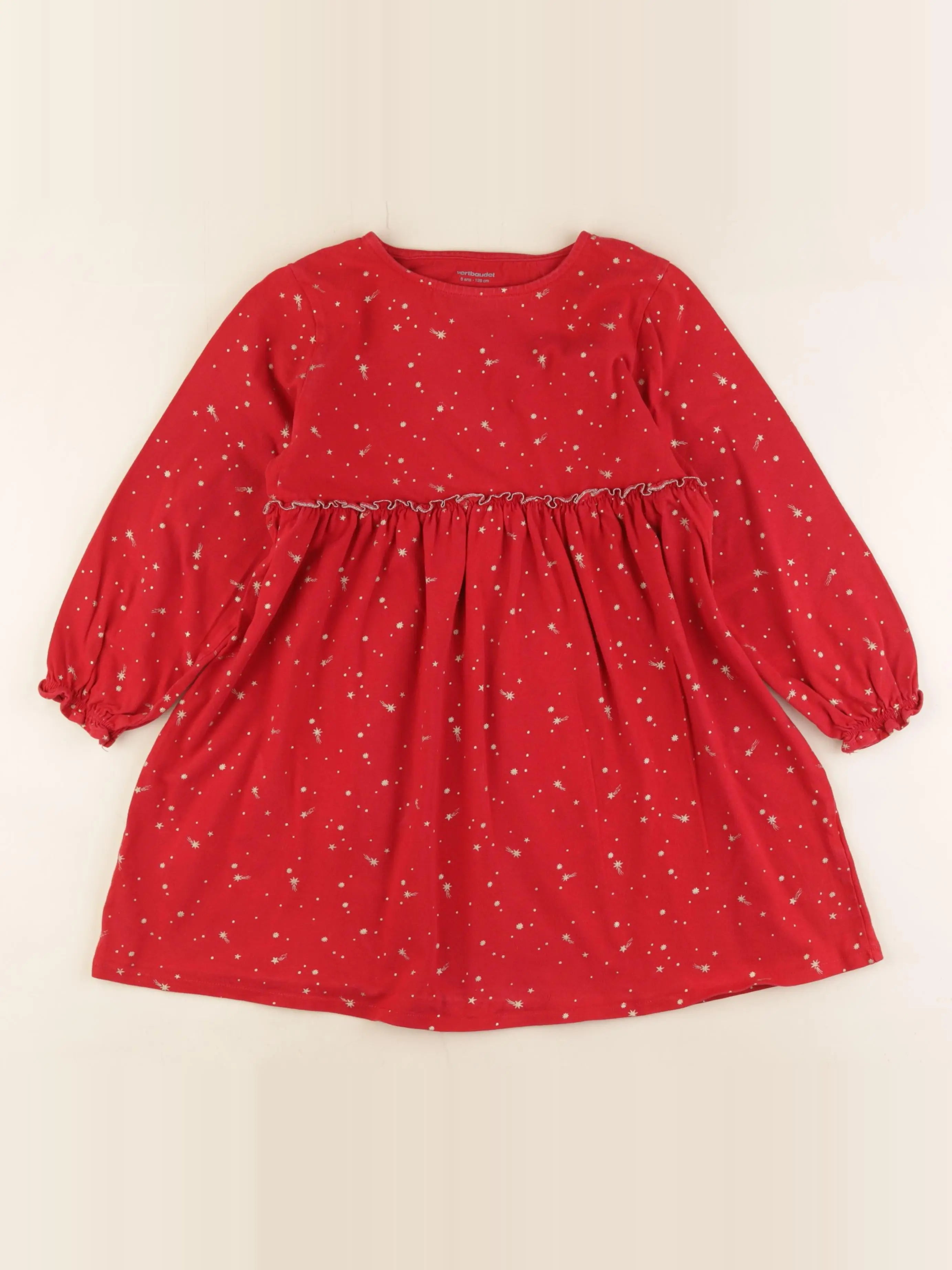 Vertbaudet - robe rouge, or - 8 ans