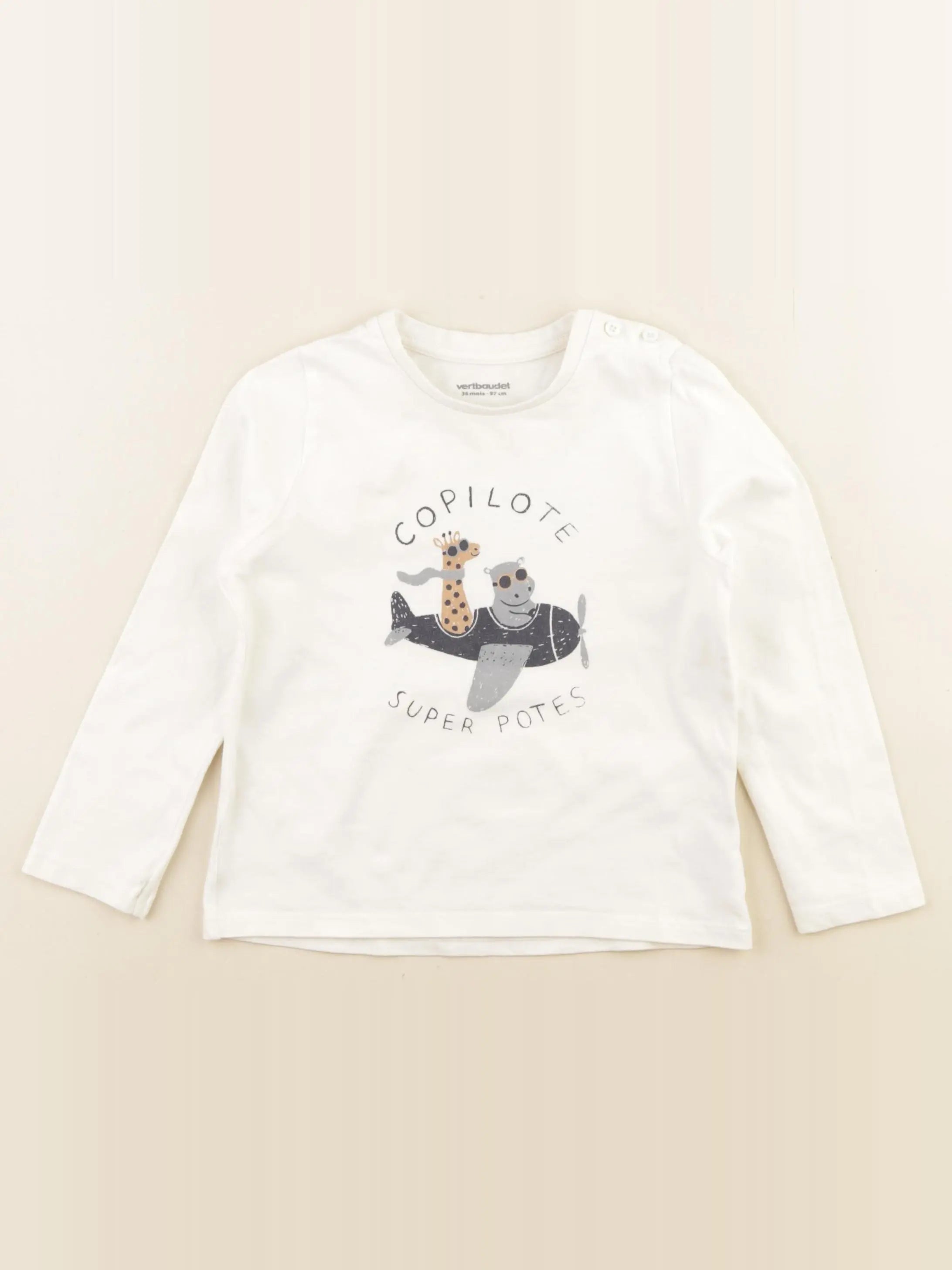 Vertbaudet - tee-shirt blanc - 36 mois