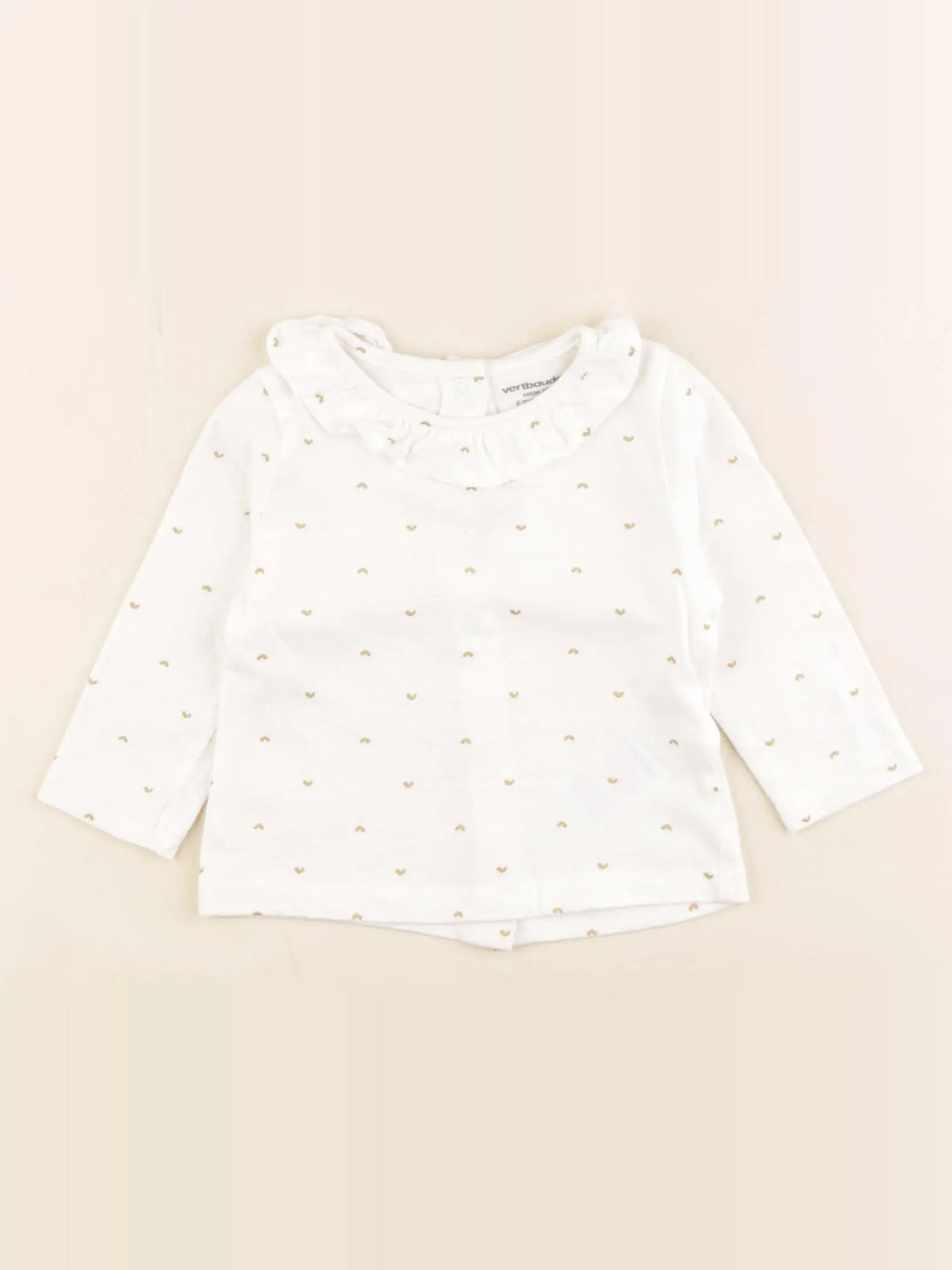 Vertbaudet - tee-shirt blanc, or - 6 mois