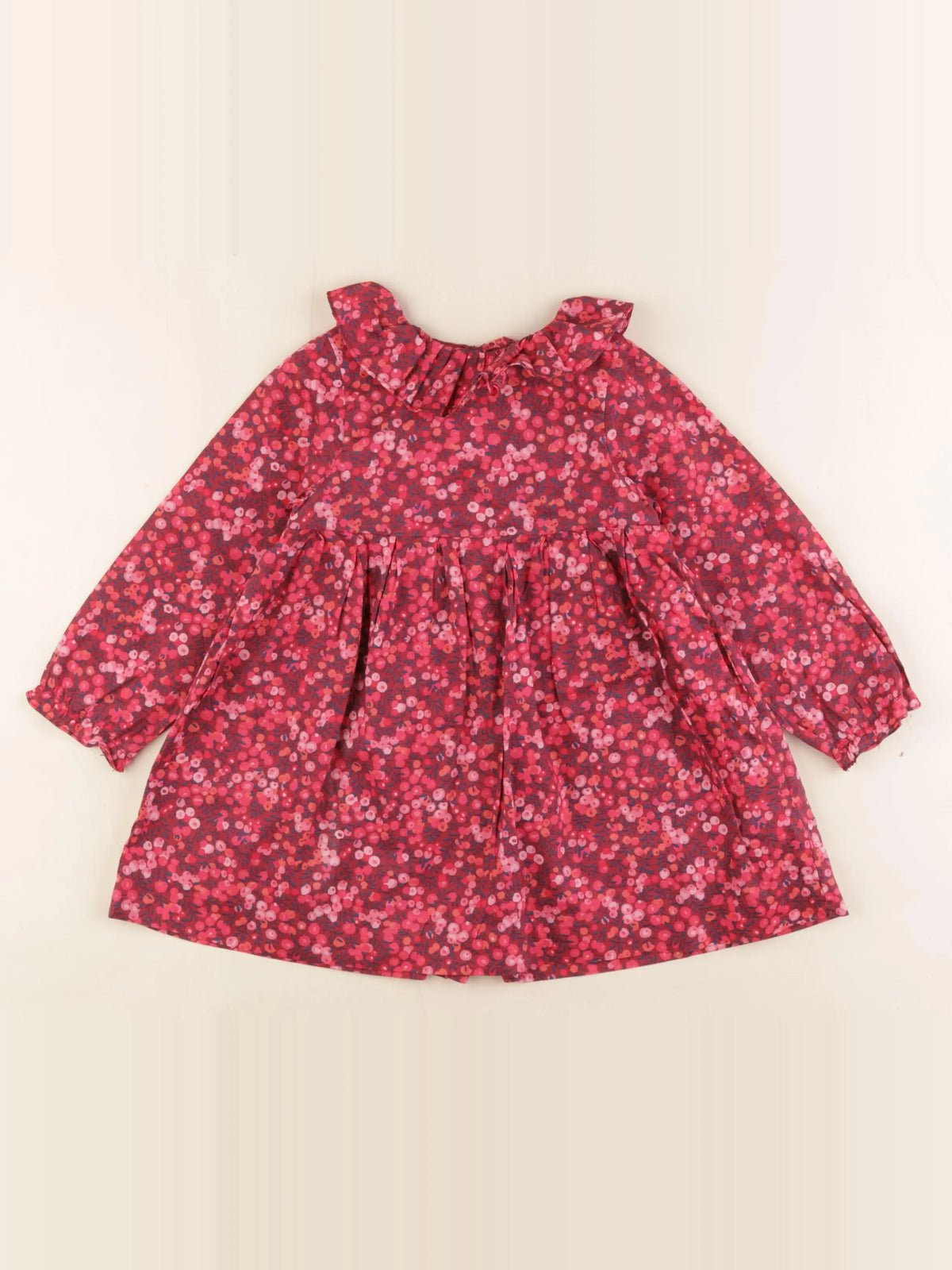 Jacadi - robe liberty rose, rouge - 24 mois